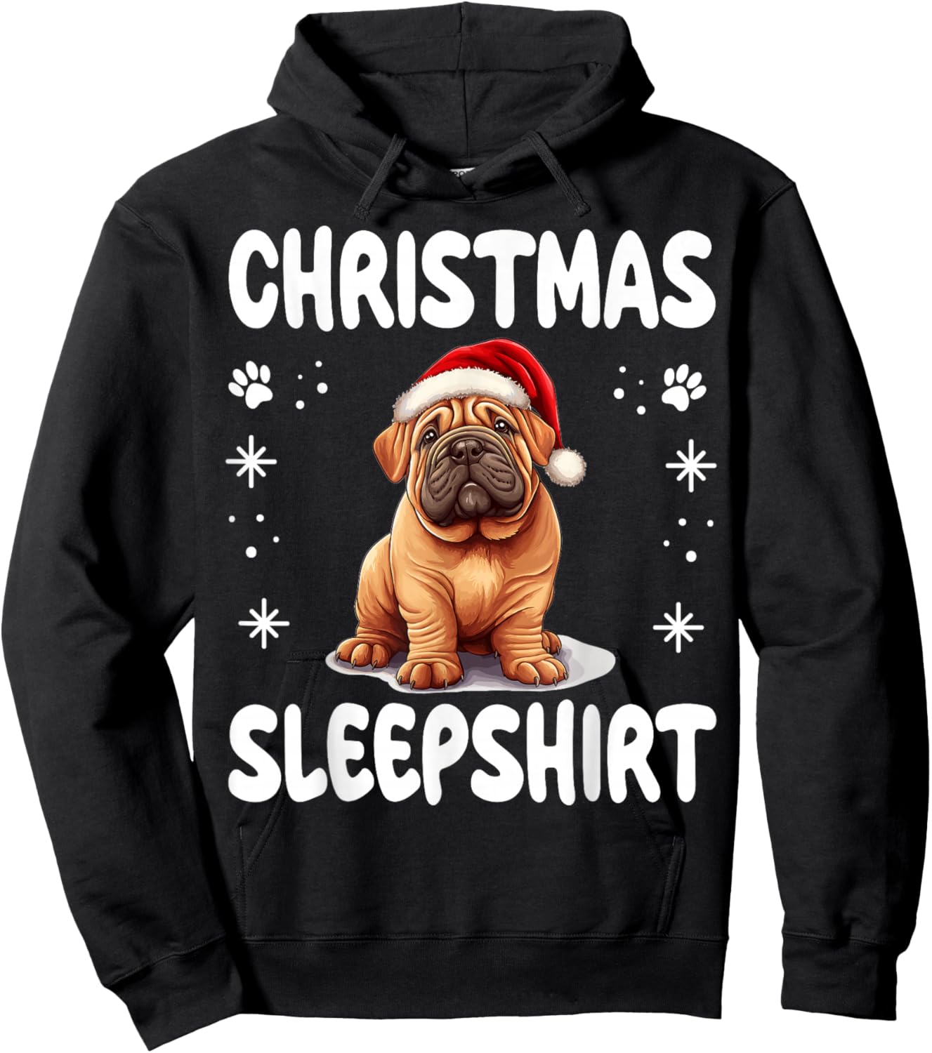 Chinese Shar-Pei Dog Nightgown Pajama Christmas Sleepshirt Women Kids Hoodie - Hoodie | Black