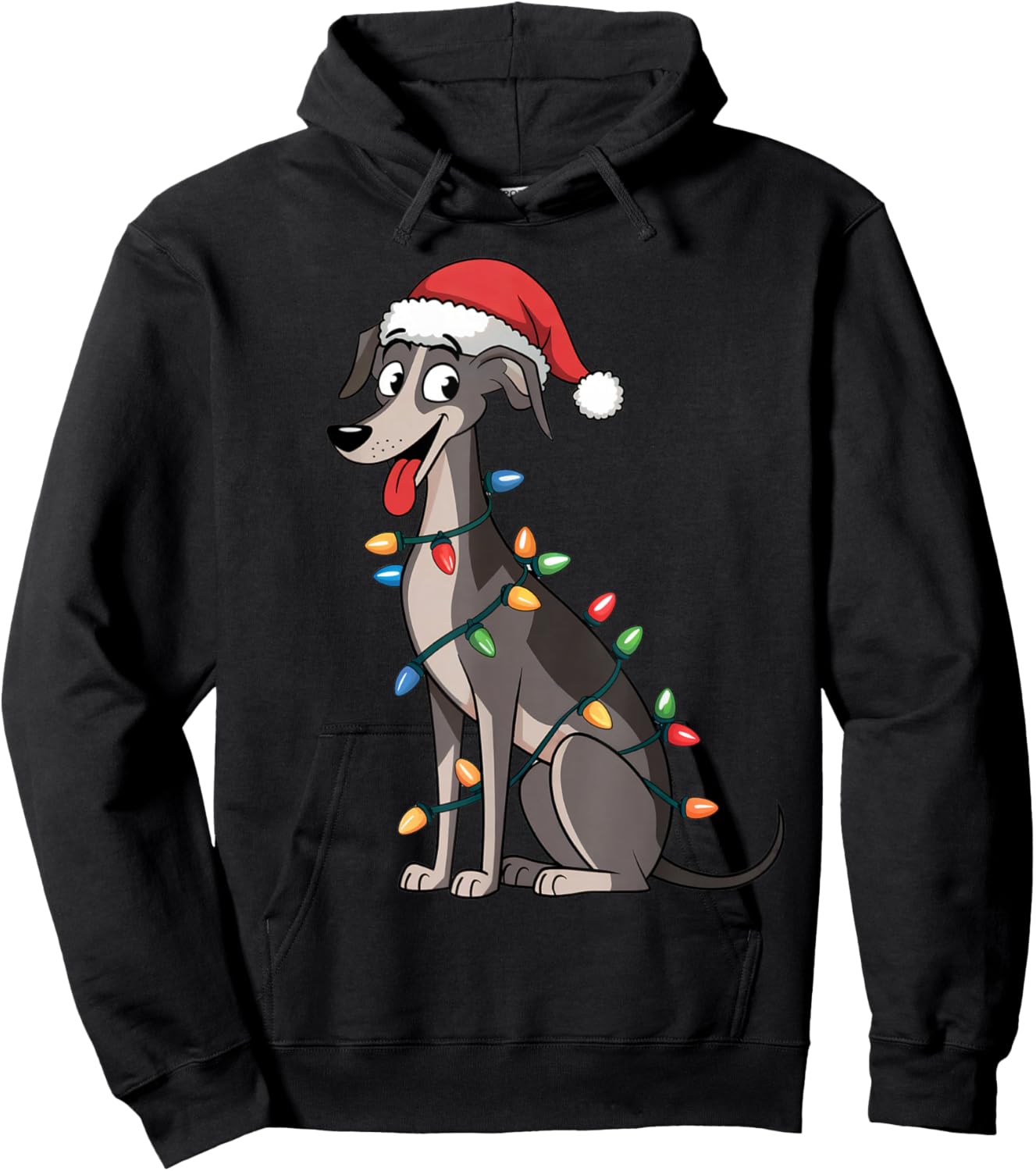 Italian Greyhound Christmas Lights Xmas Dogs Gifts Men Women Hoodie - Hoodie | Black