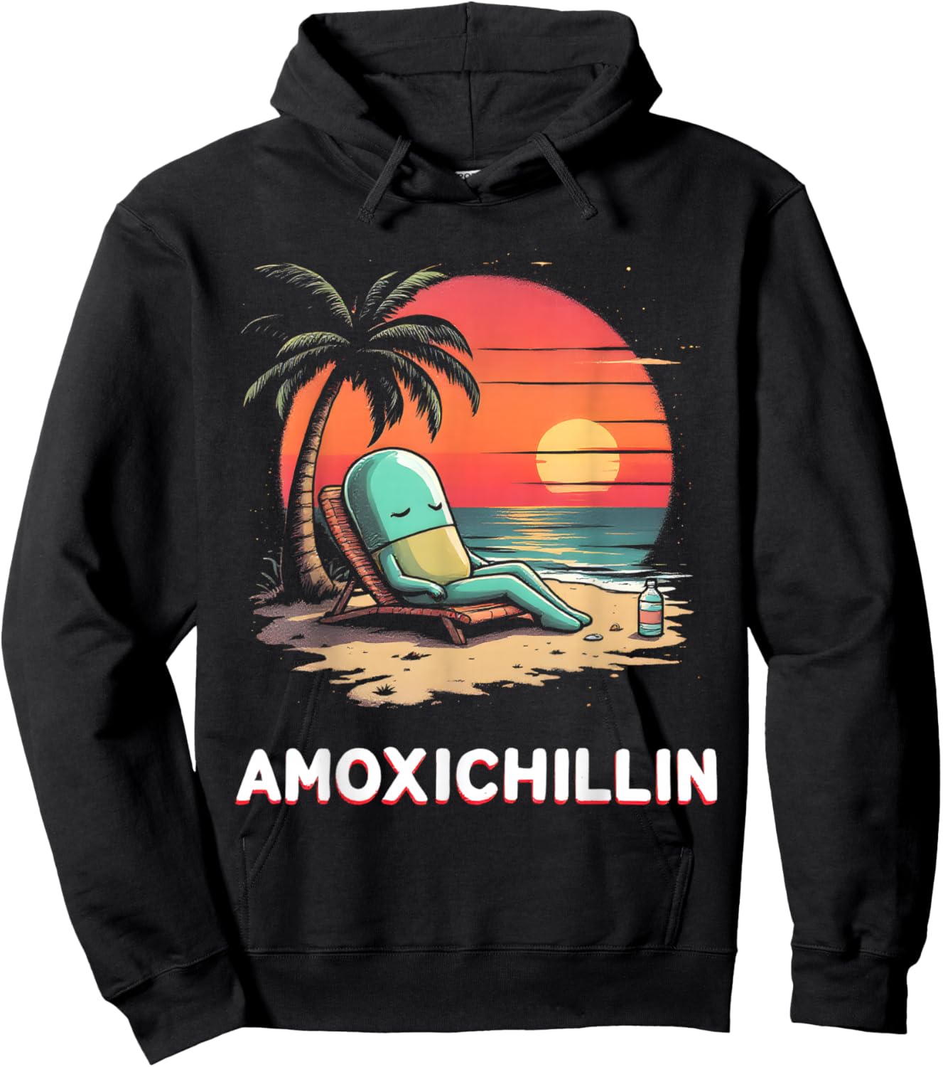 Amoxichillin Funny Pill Vacation Beach Pharmacy Lover Hoodie - Hoodie | Black