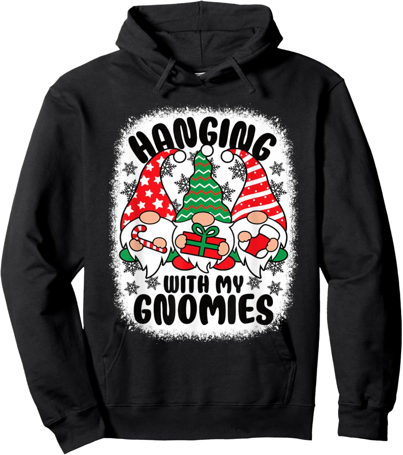 Hanging With My Gnomies Funny Christmas Xmas Gnome Hoodie - Hoodie | Black