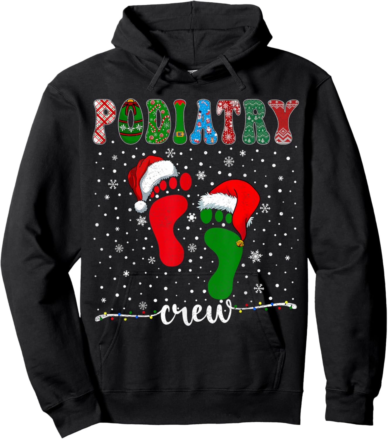 Christmas Footprint Doctor Podiatrist Podiatry Crew Xmas Hoodie - Hoodie | Black