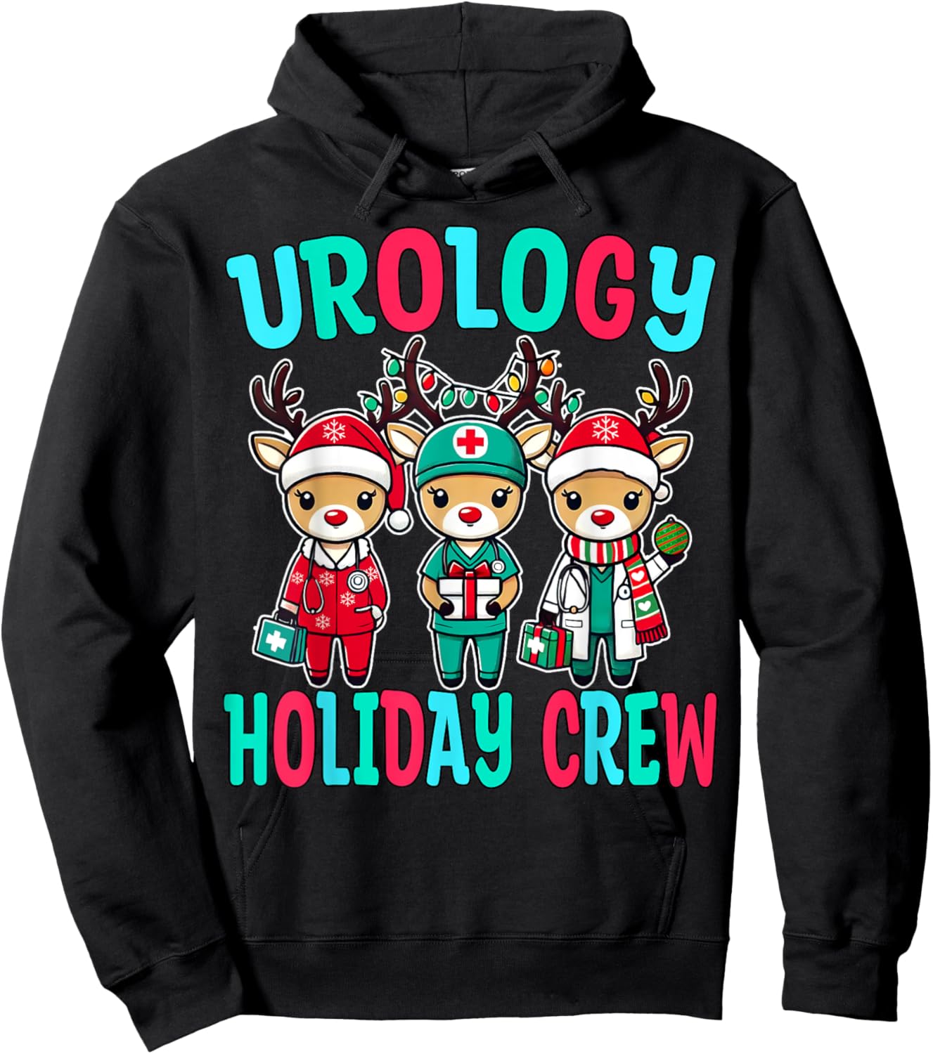 Urology Christmas Holiday Squad Reindeer Nurse Urologist Hoodie - Hoodie | Black