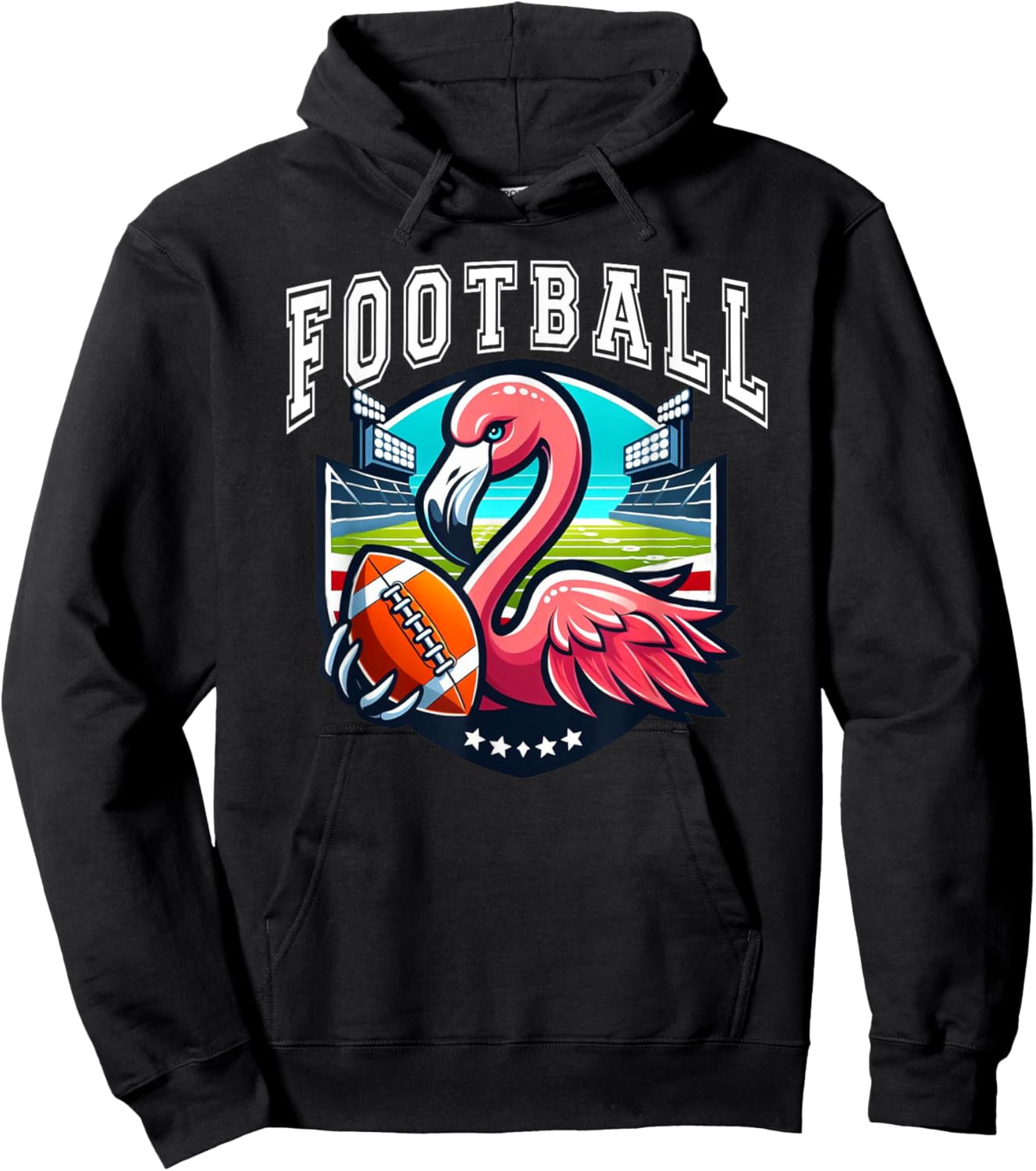 Football Pink Flamingo Playing Football Hoodie - Hoodie | Black