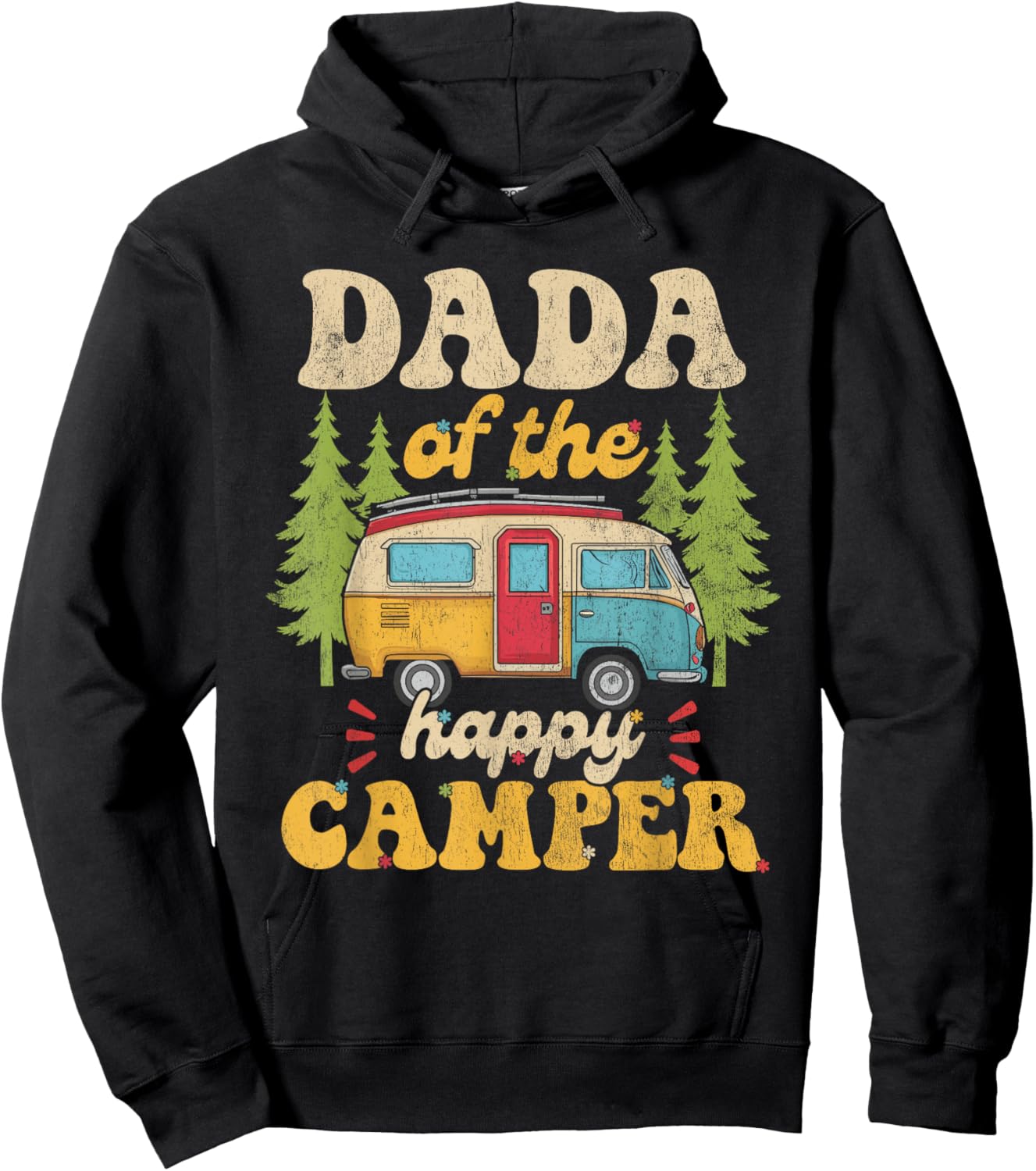 Dada of Happy Camper 1st Birthday Party Retro Dada Hoodie - Hoodie | Black