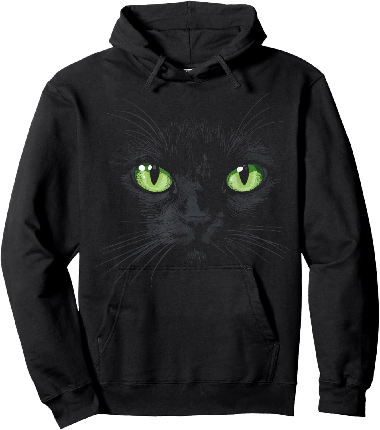 Black Cat with Green Eyes Women Kids Hoodie - Hoodie | Black