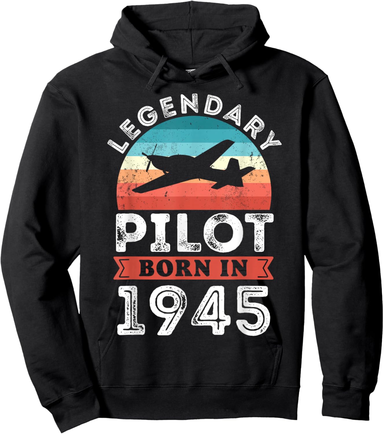 Legendary Pilot born 1945 80th Birthday Gifts Flying Hoodie - Hoodie | Black