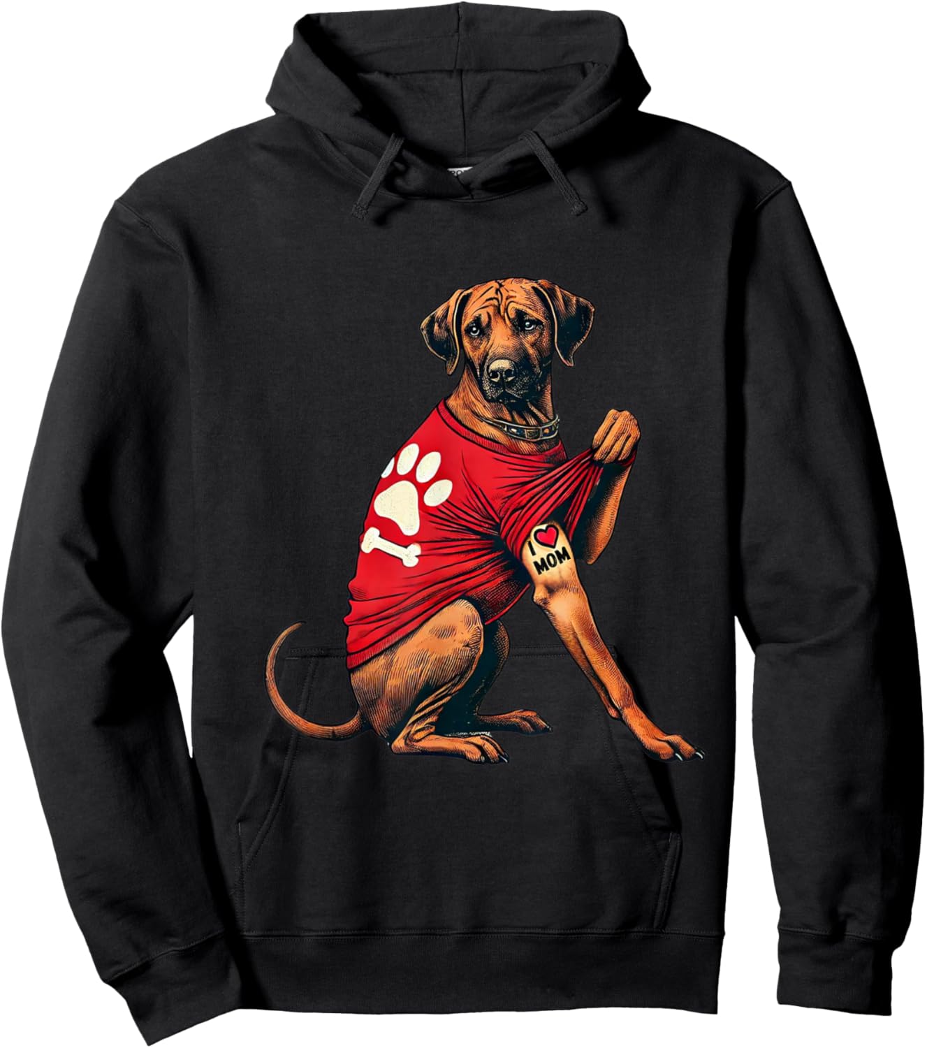 Funny I Love Mom Tattoo Rhodesian Ridgeback Mom Hoodie - Hoodie | Black