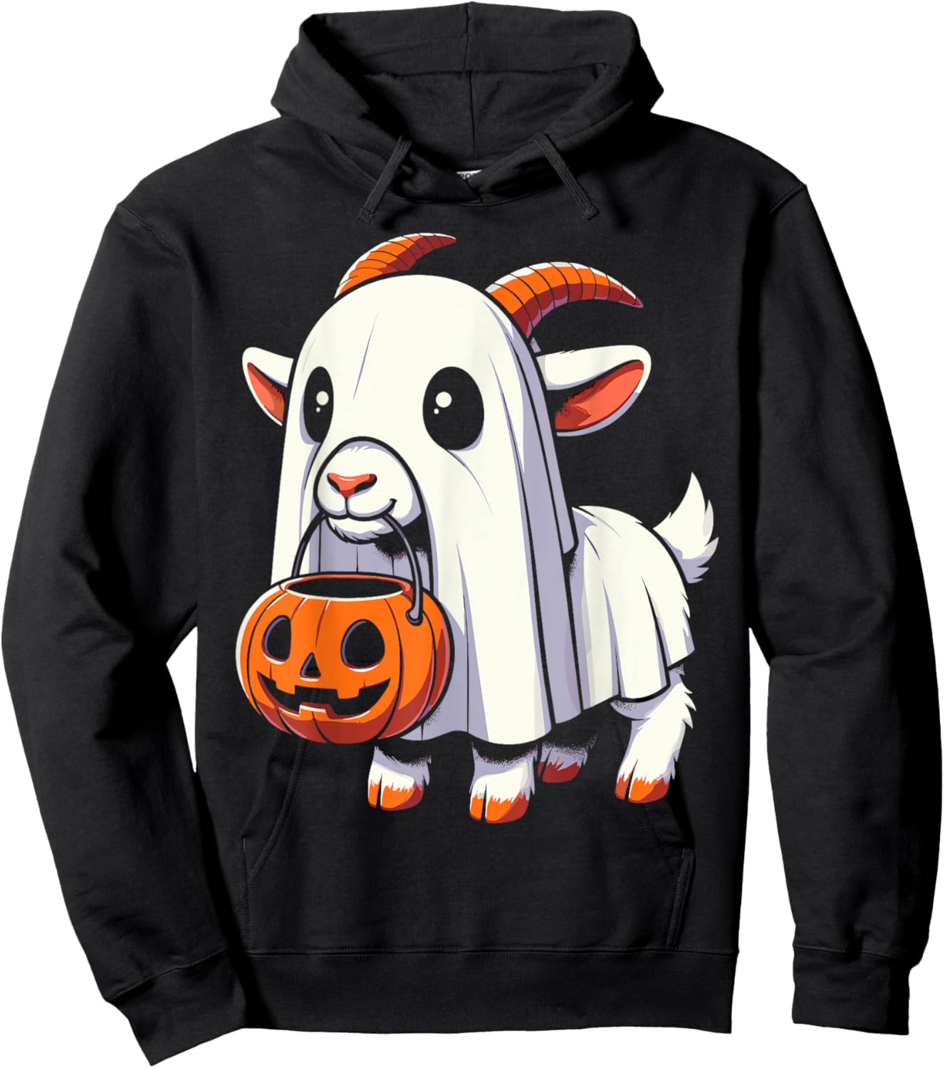 Halloween Cute Goat Ghost Hoodie - Hoodie | Black