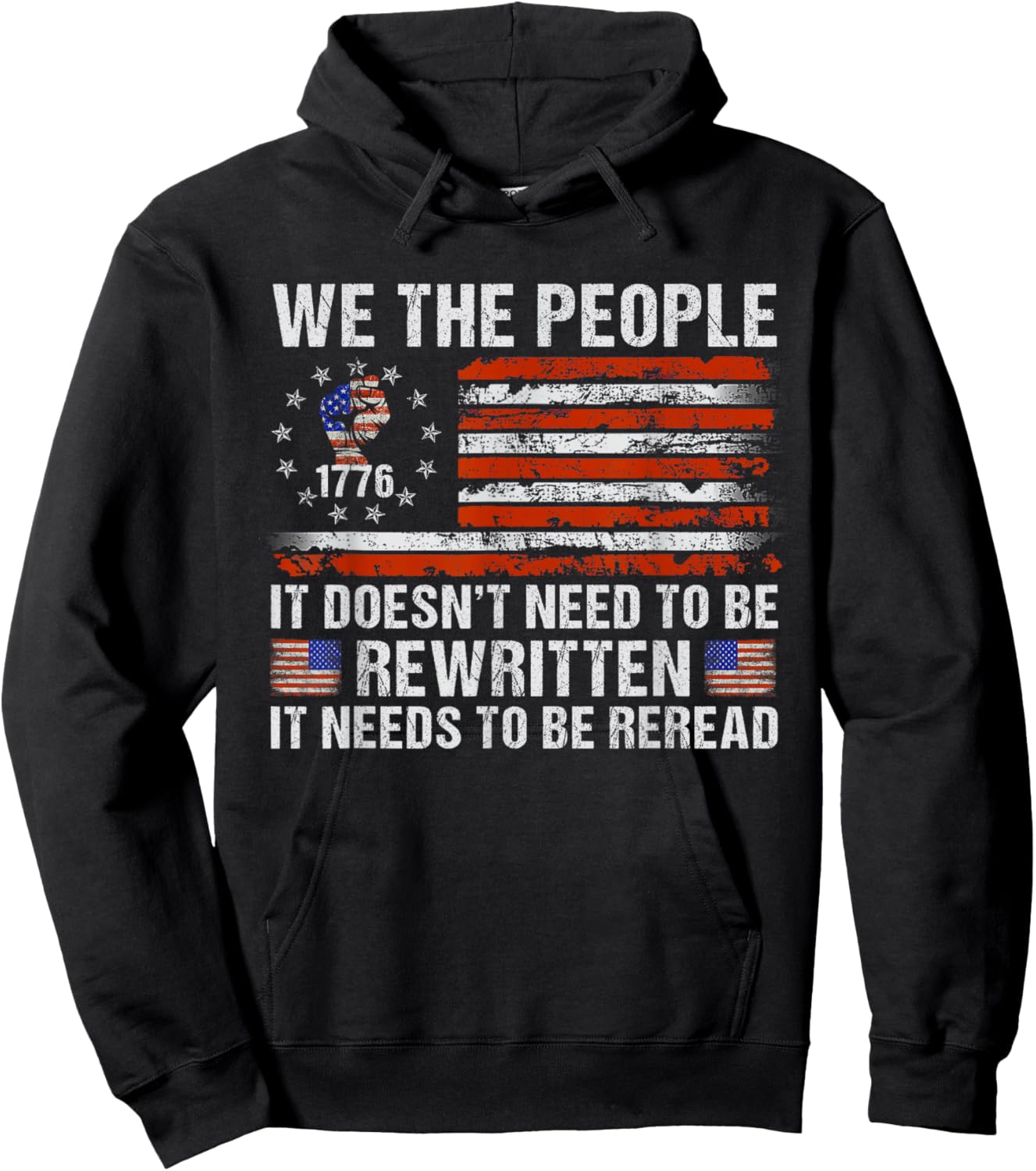 We The People American Flag Patriotic 1776 USA Retro Gifts Hoodie - Hoodie | Black