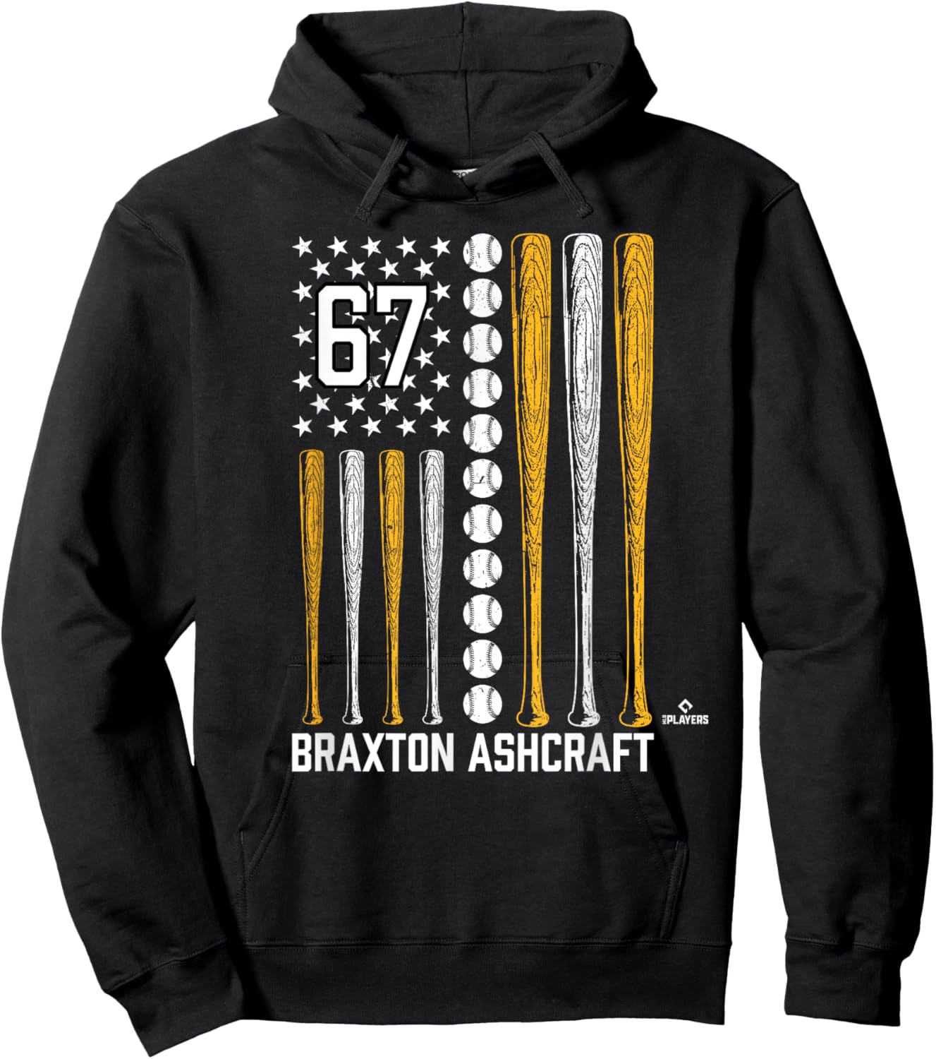 Baseball American Flag Braxton Ashcraft Pittsburgh Baseball Hoodie - Hoodie | Black