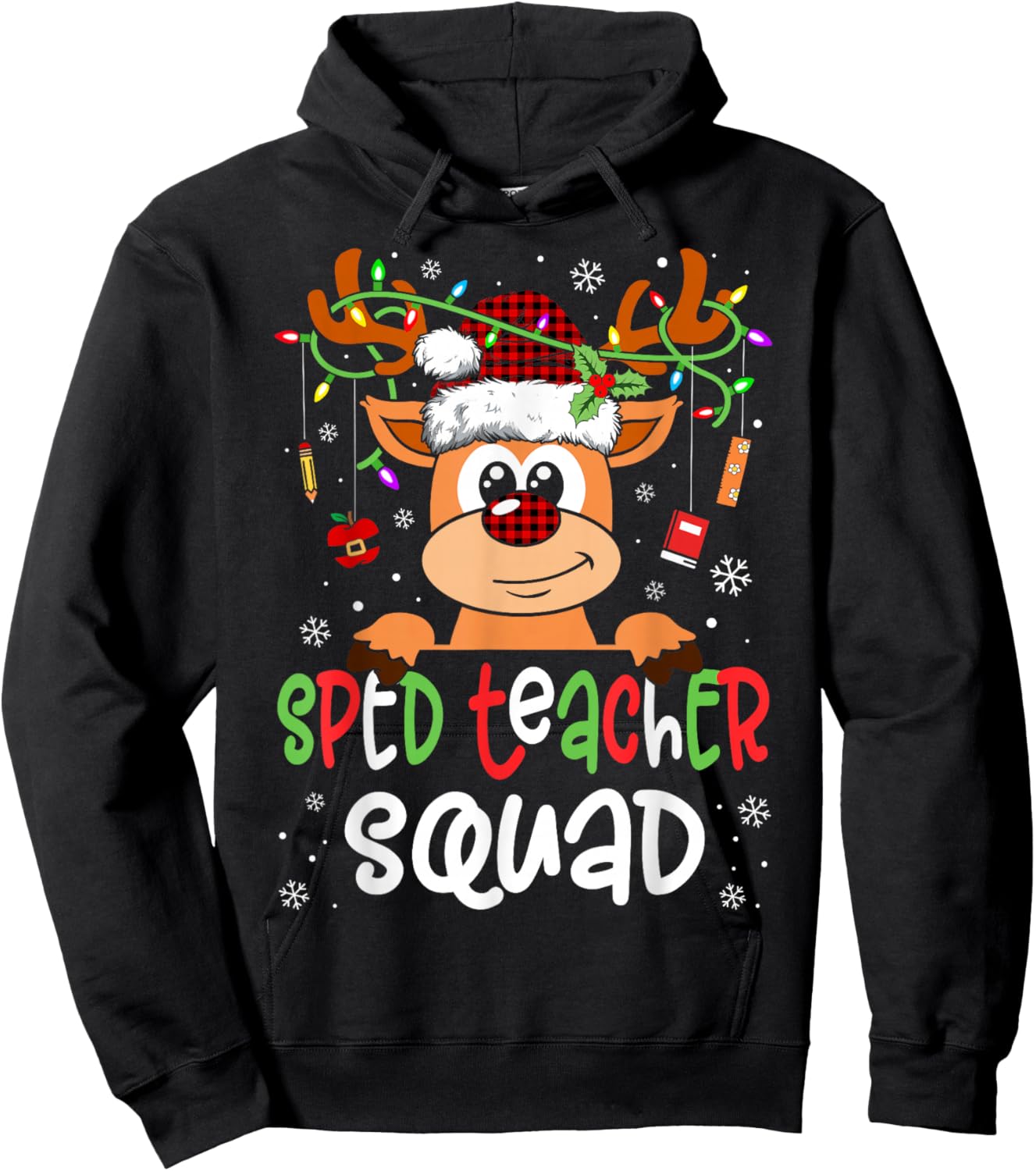 Sped Teacher Squad Reindeer Christmas Special Education Hoodie - Hoodie | Black