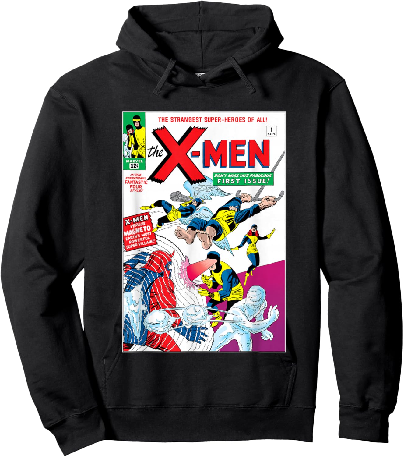 Marvel X-Men First Comic Book Appearance Cover Vintage Hoodie - Hoodie | Black