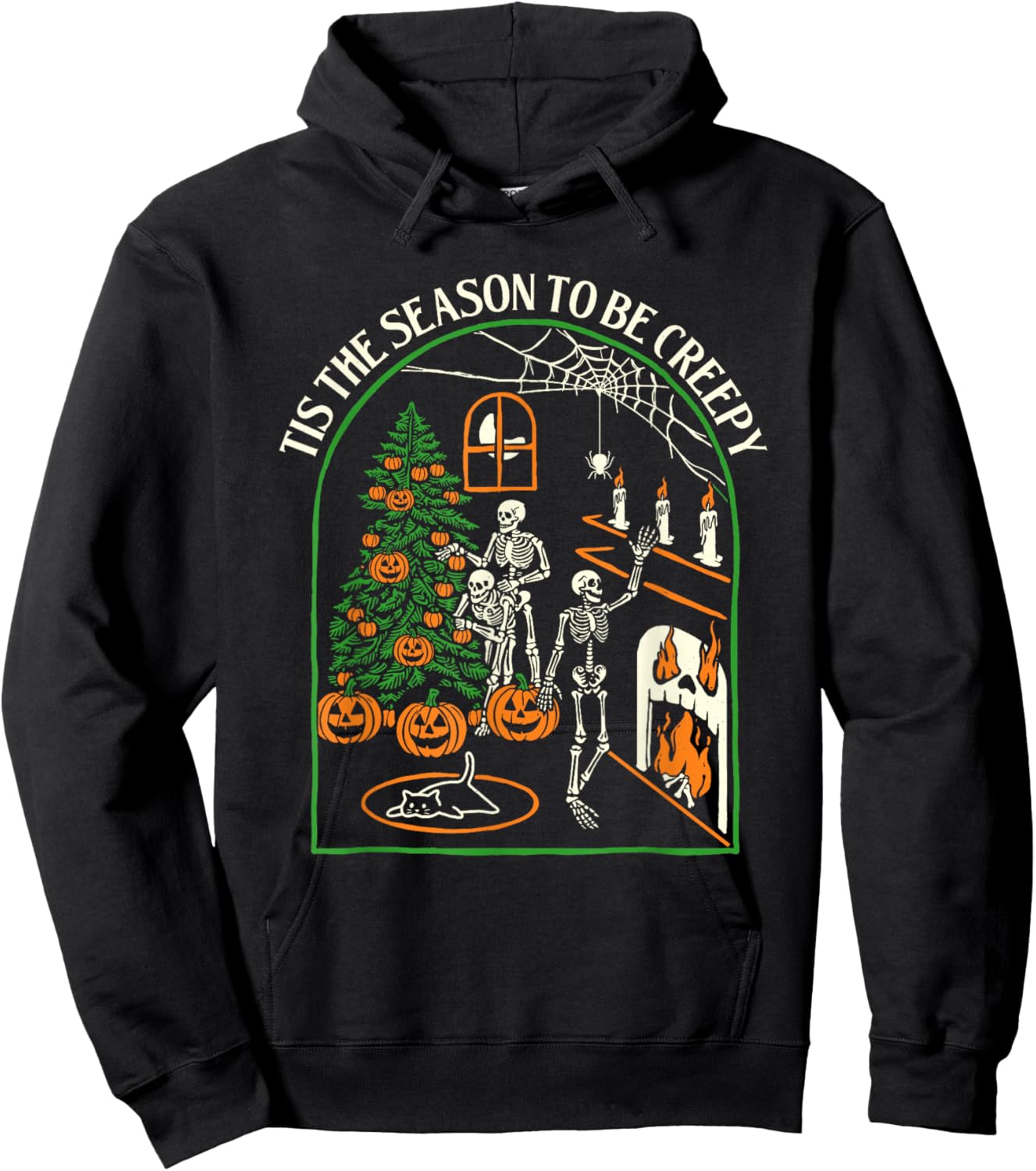 Tis The Season To Be Creepy - Spooky Skeleton Halloween Hoodie - Hoodie | Black