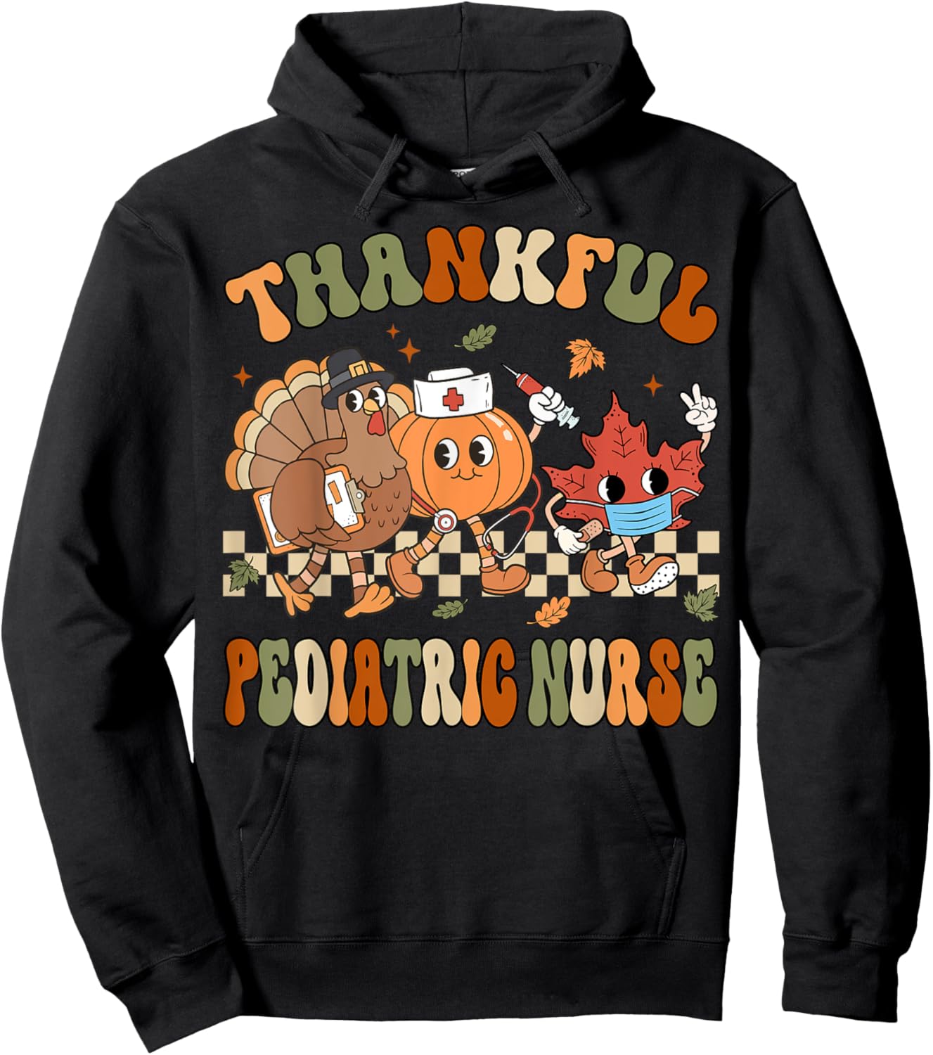 Thankful Pediatric Nurse Thanksgiving Peds Fall Women Hoodie - Hoodie | Black
