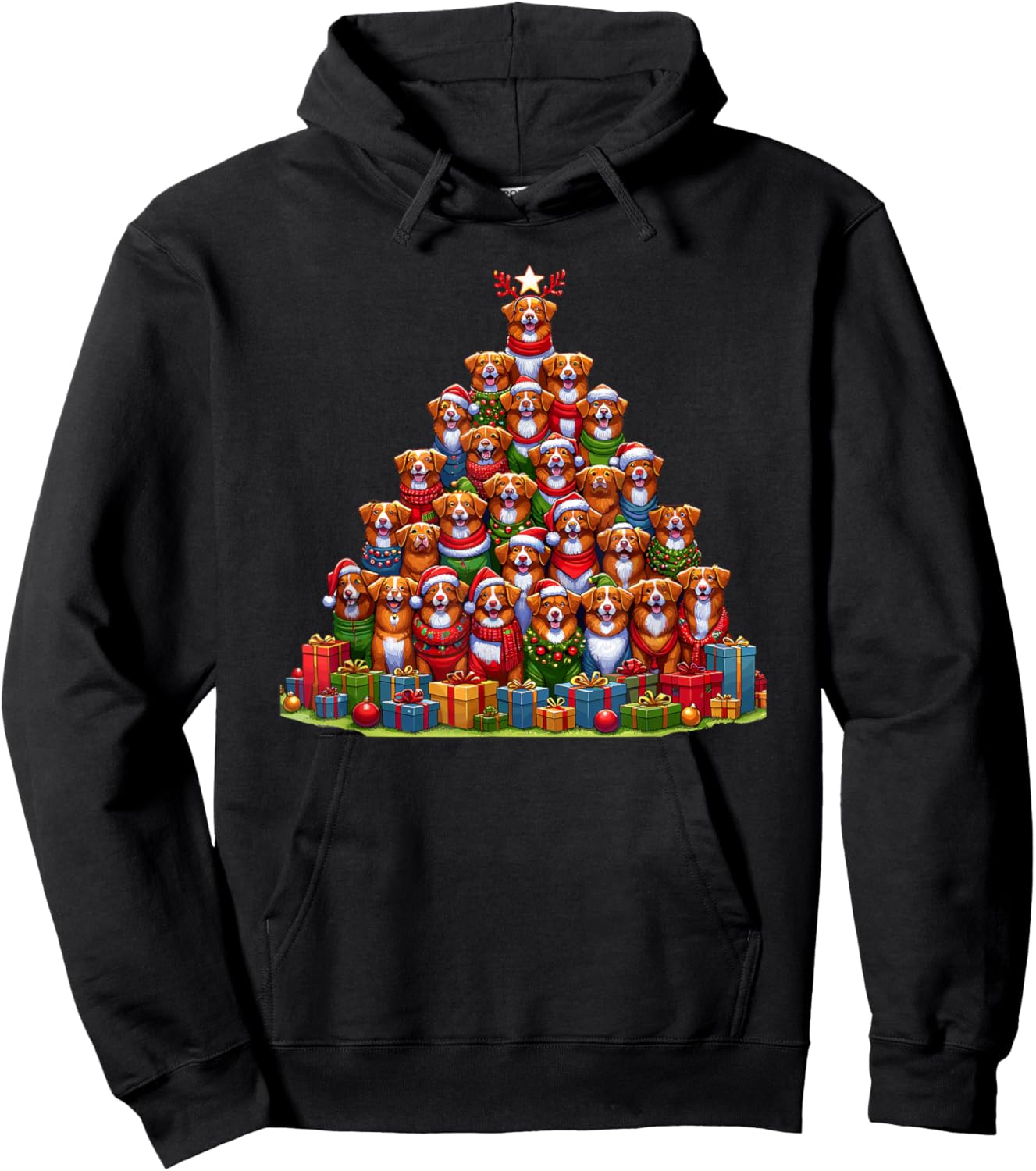Christmas Tree Nova Scotia Duck Tolling Retriever Toller Hoodie - Hoodie | Black