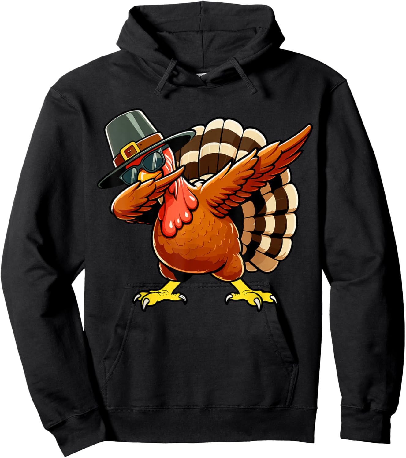 Dabbing Turkey Thanksgiving Boys Men Funny Thanksgiving Hoodie - Hoodie | Black
