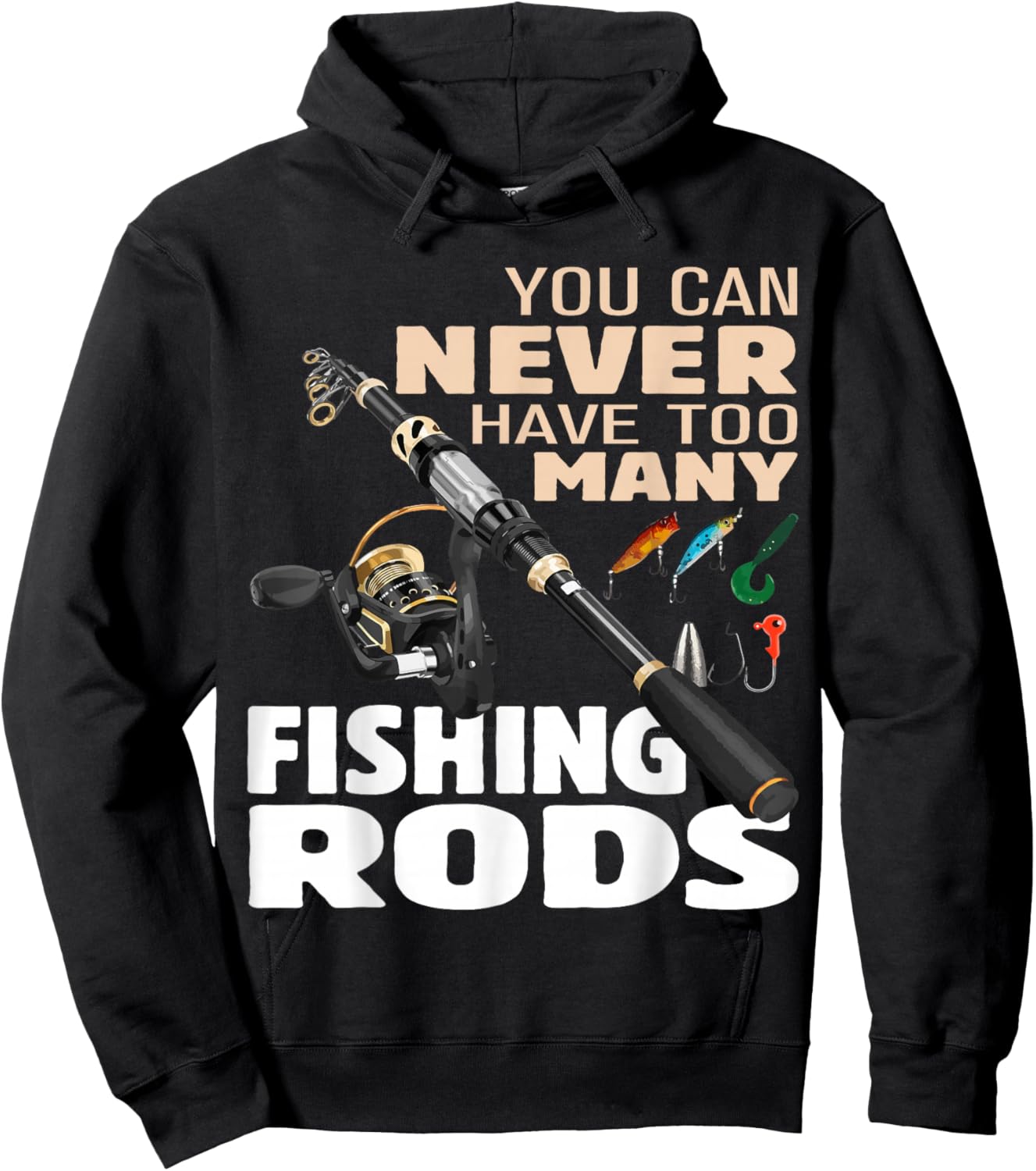 Funny Fisherman Fishing Rods Design Fishing Lovers Outfit Hoodie - Hoodie | Black