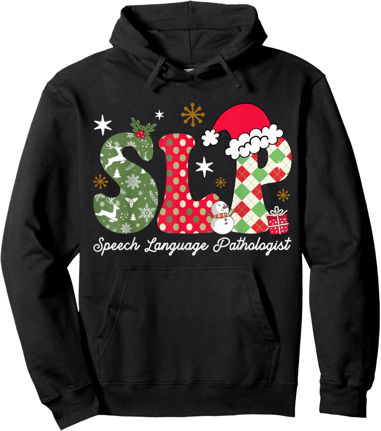 Christmas Speech Language Pathologist SLP Speech Therapy Hoodie - Hoodie | Black