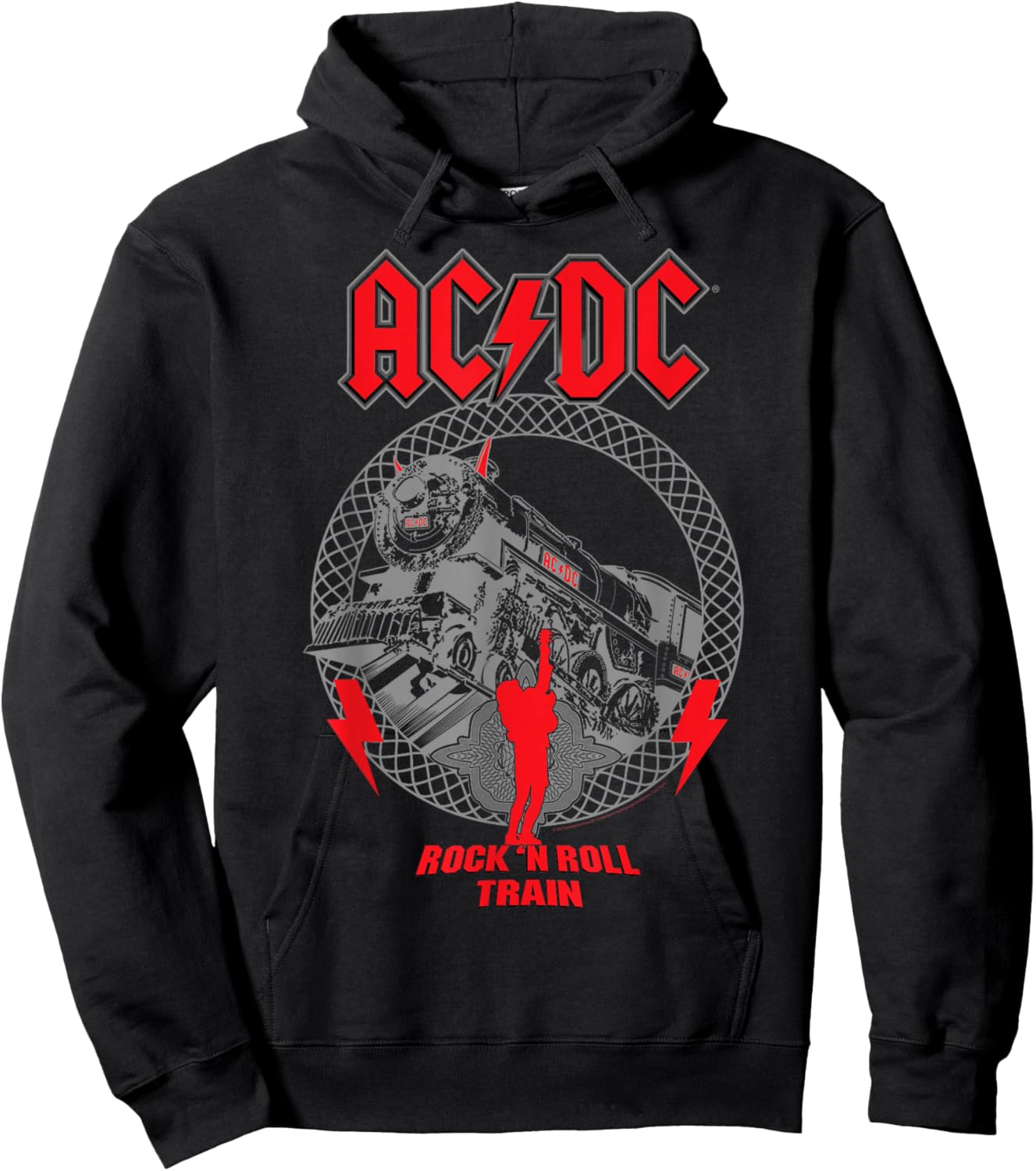 AC/DC Devil Train - , Black, Small, Short Sleeve, Cotton, Polyester 100%, Modern, Lightweight, , Double Cuff, Solid with Design/Print, , AC/DC Fans, All Ages Hoodie - Hoodie | Black