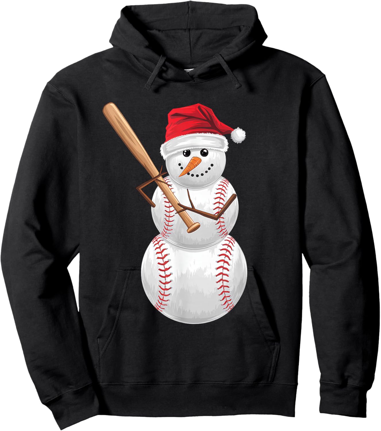 Baseball Christmas Snowman Playing Baseball Men Women Kids Hoodie - Hoodie | Black