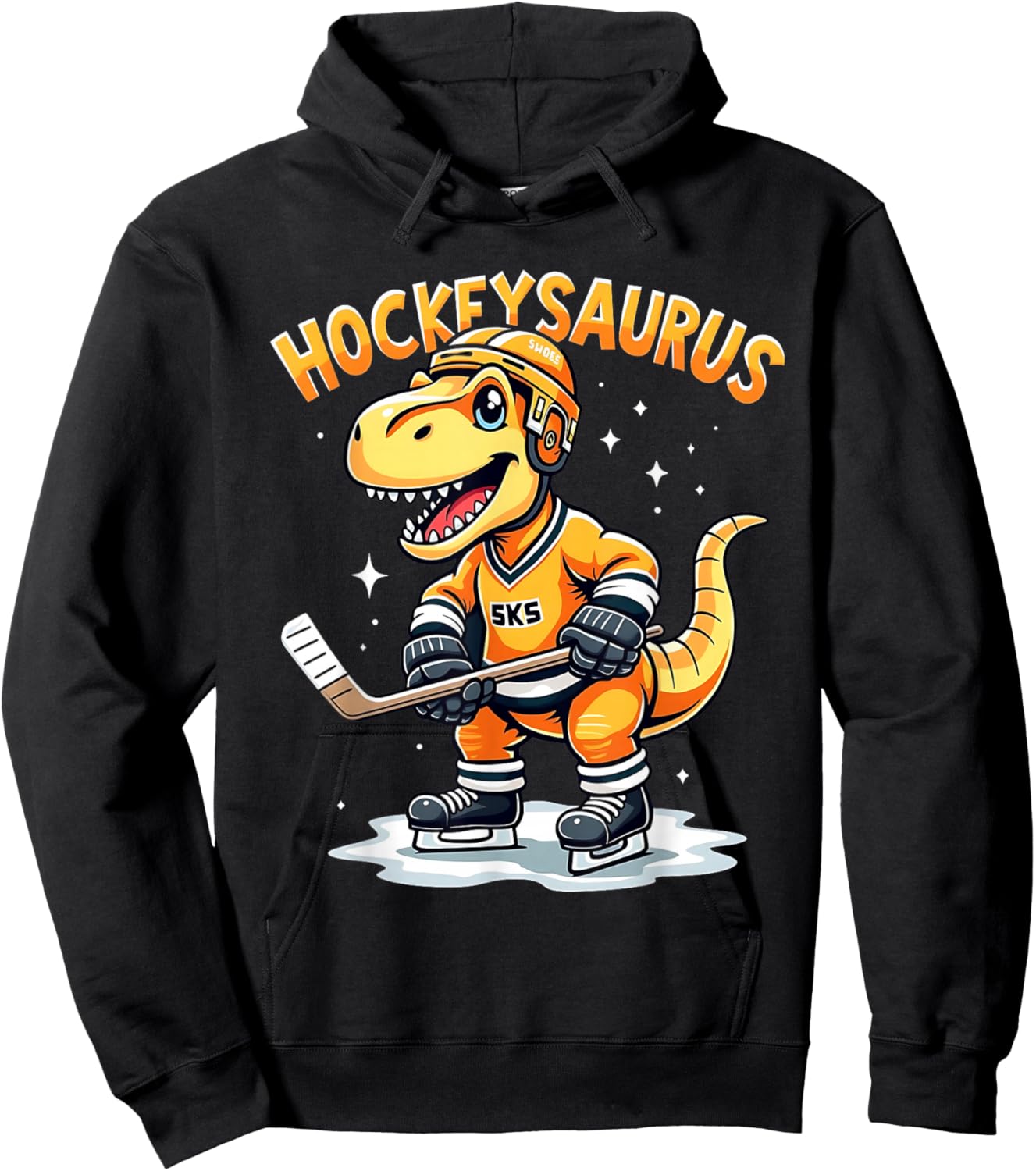 Hockeysaurus FunnyDinosaur Hockey Kids Hockey Boy Hoodie - Hoodie | Black