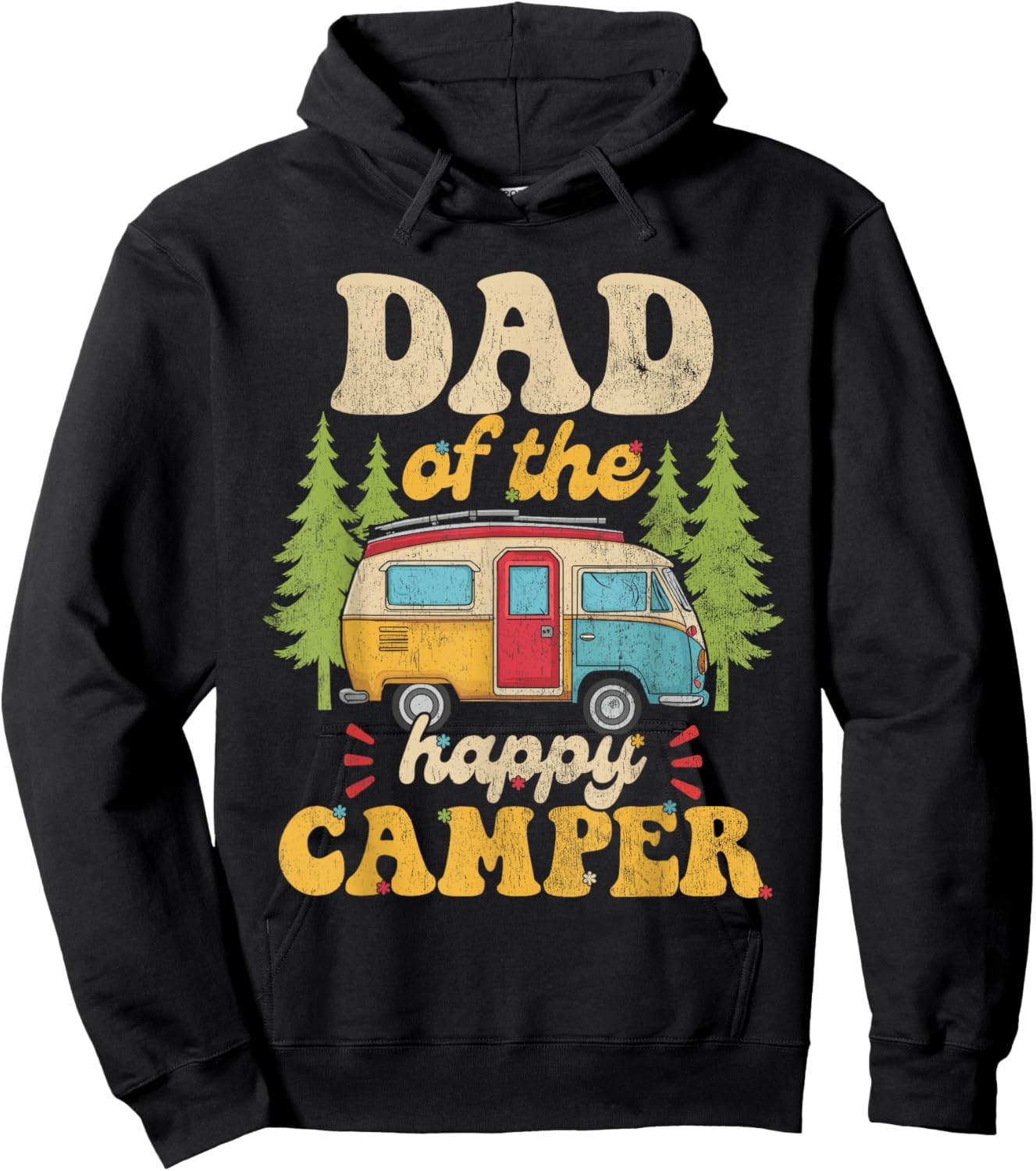 Dad of Happy Camper 1st Birthday Party Retro Dad Hoodie - Hoodie | Black
