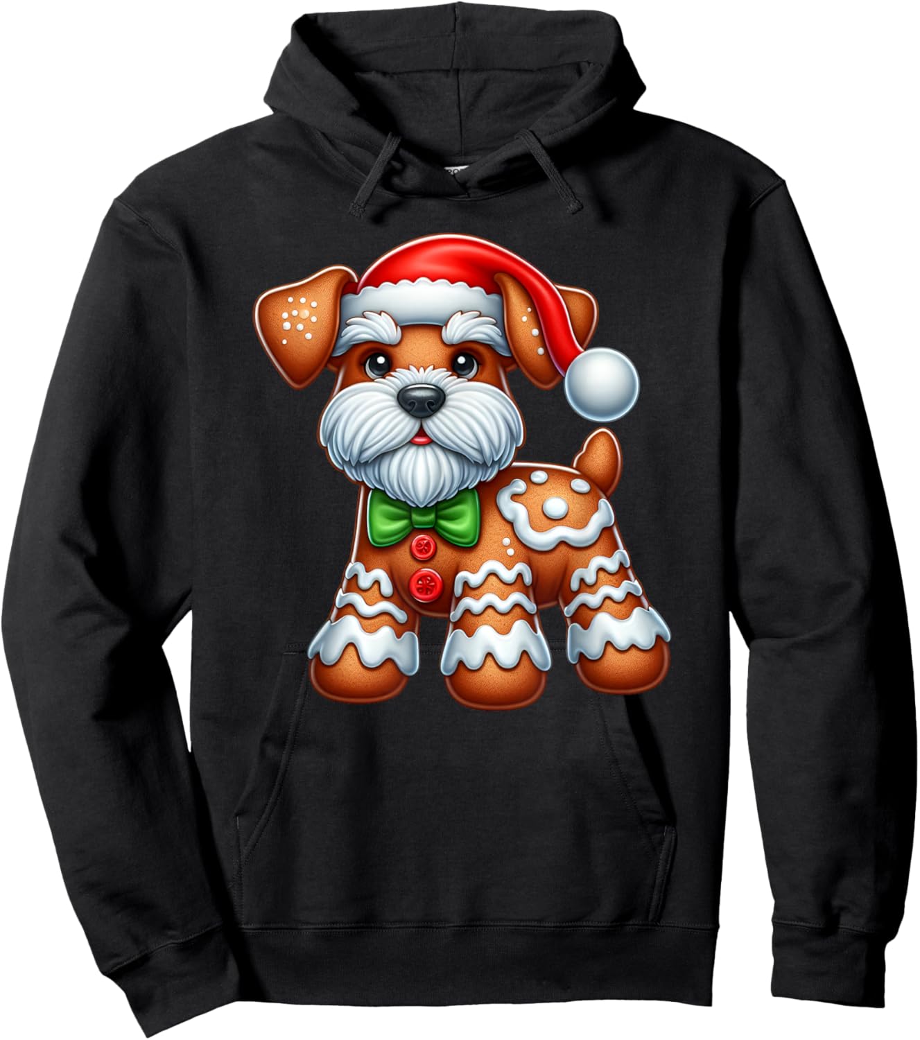 Gingerbread Man Miniature Schnauzer Christmas Hoodie - Hoodie | Black