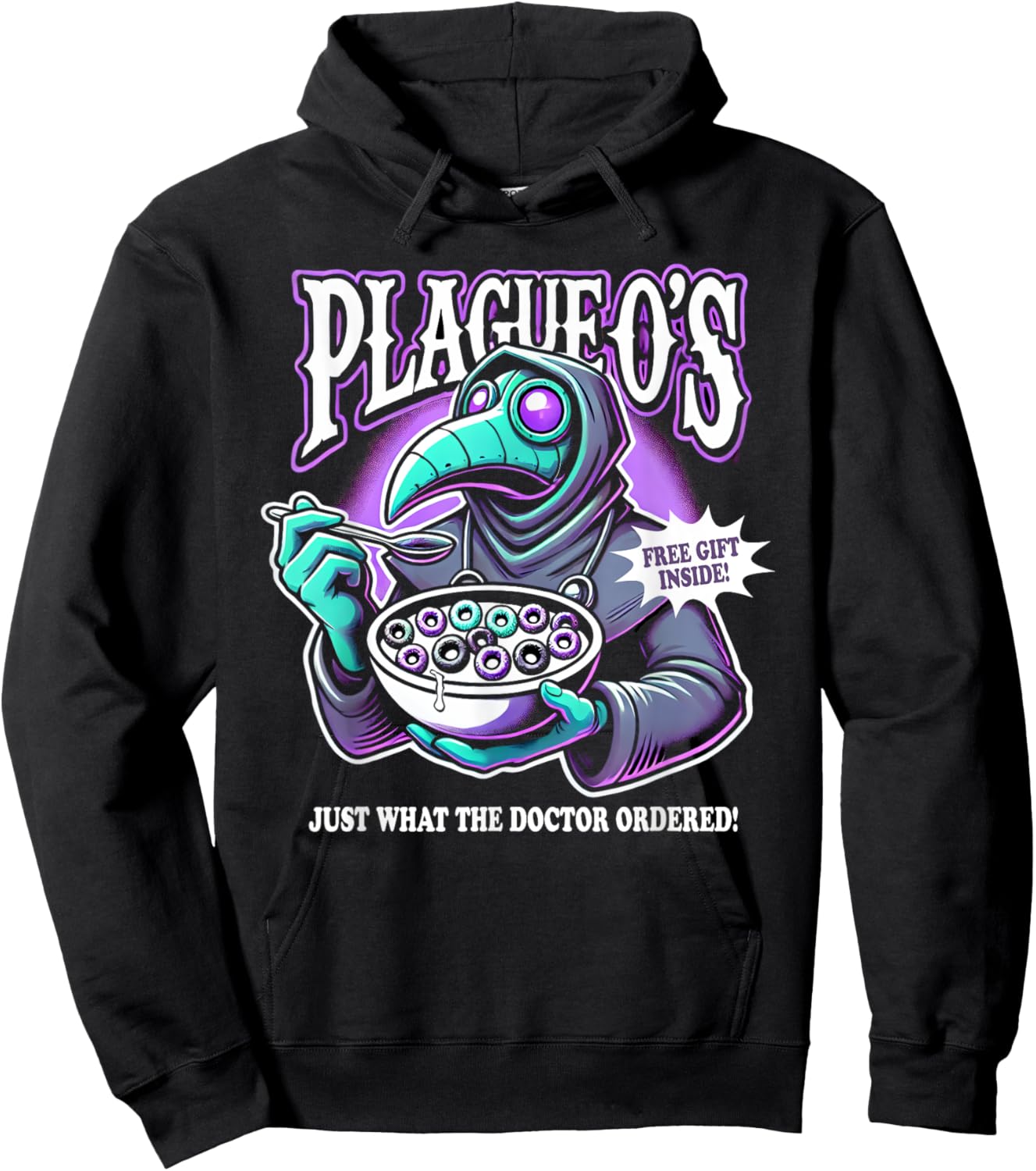 Plague Doctor Shirt Cereal Parody Plague O's - Plague Doctor Hoodie - Hoodie | Black