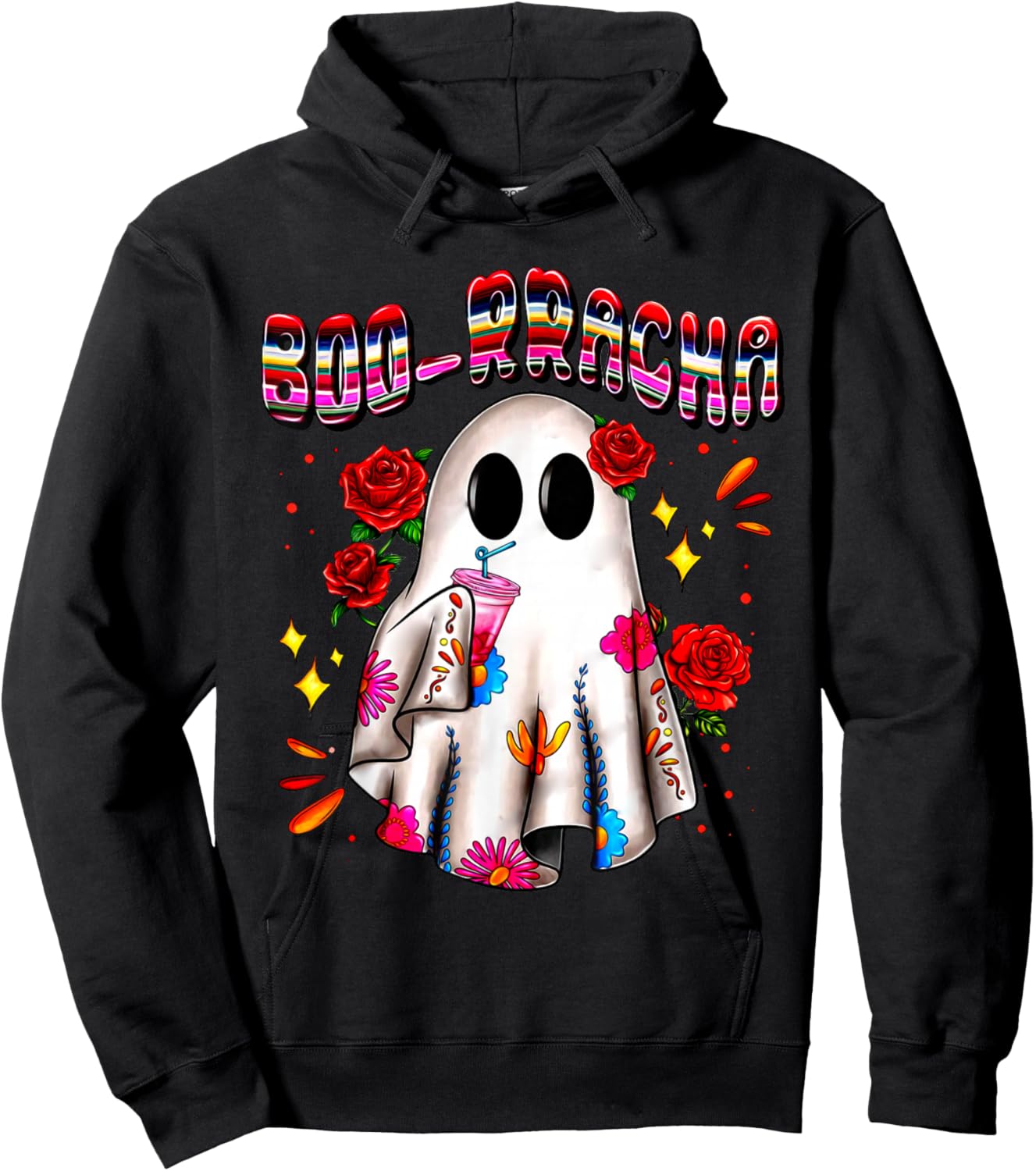 Boo-Racha Cute Ghost Drink Fiesta Halloween Funny Hoodie - Hoodie | Black