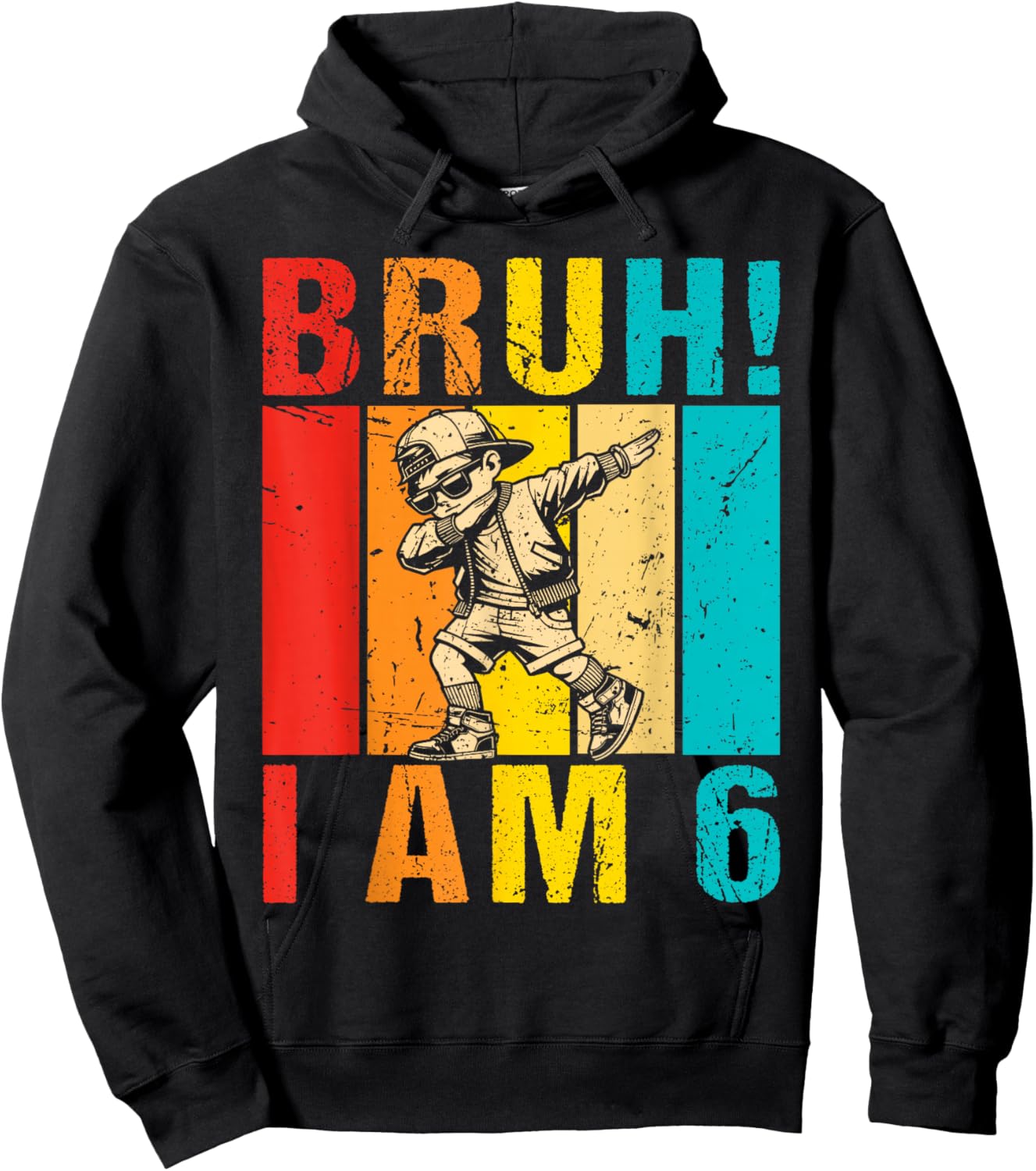 Bruh I am 6 It's My 6th Birthday Dabbing Boy 6 Year Old Kids Hoodie - Hoodie | Black