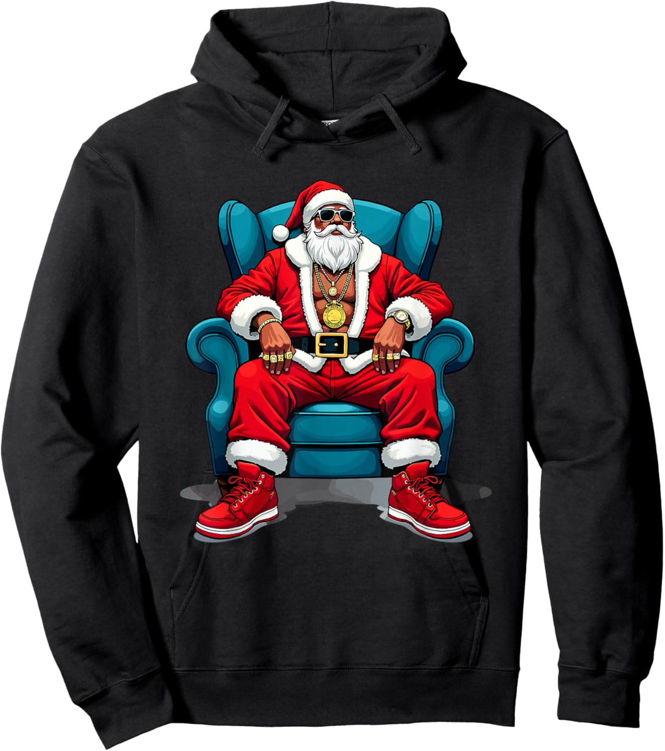 Hip Hop Santa Claus Rap Funny Christmas Cool Gangster Hoodie - Hoodie | Black