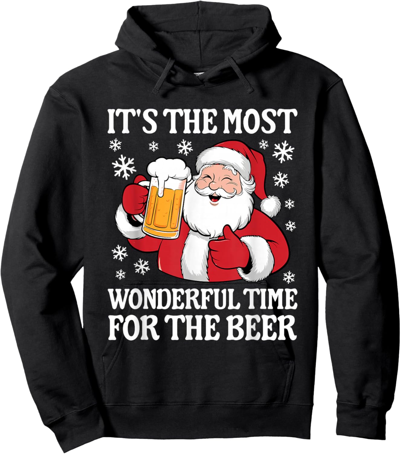 Funny Christmas It's The Most Wonderful Time For The Beer Hoodie - Hoodie | Black