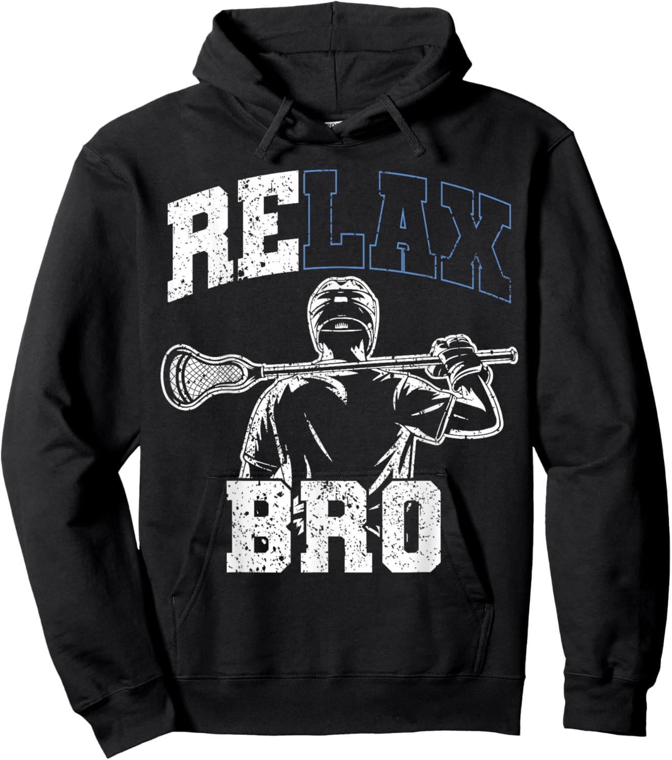 Distressed Lacrosse Player Coach Joke Relax Bro Lacrosse Hoodie - Hoodie | Black