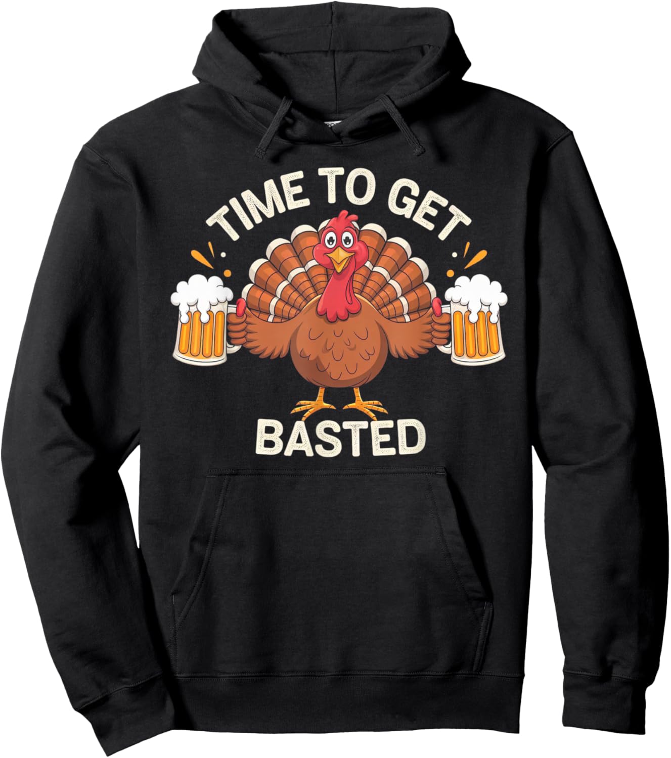 Time To Get Basted Funny Thanksgiving Turkey Gifts Men Hoodie - Hoodie | Black