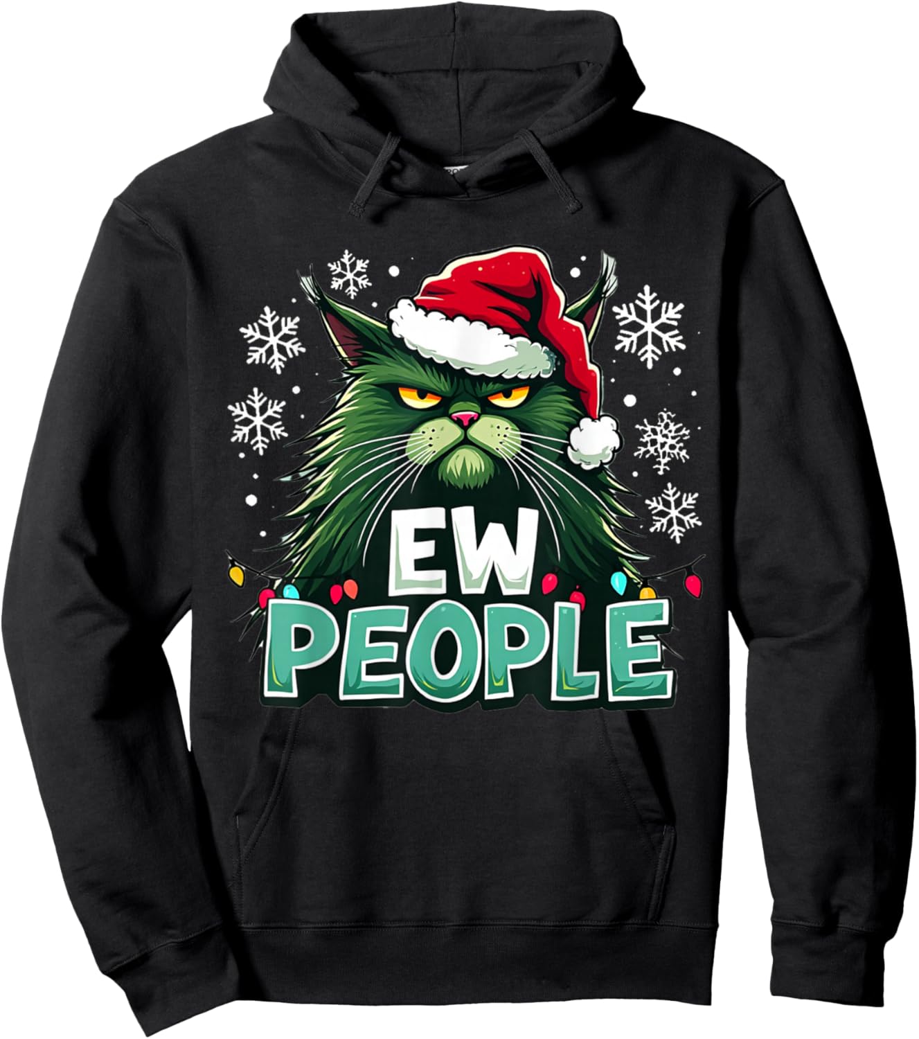 Ew people xmas Cat lover men fun cat saying Hoodie - Hoodie | Black