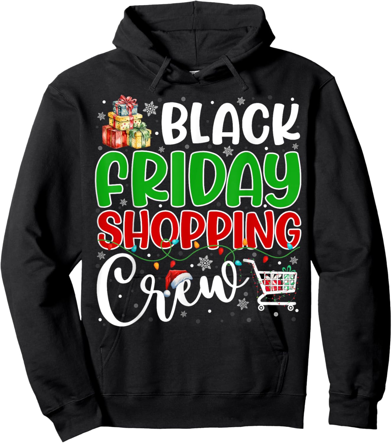 Friday Shopping Crew Christmas Family Group Black Shopping Hoodie - Hoodie | Black