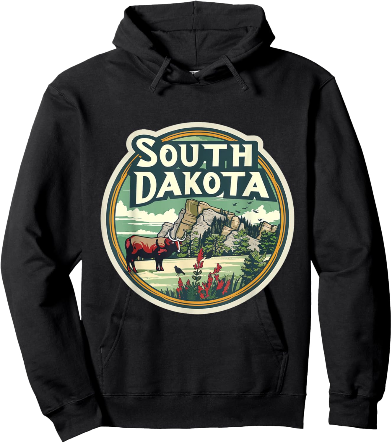 South Dakota SD Black Hills Outdoors Mountains Country Hoodie - Hoodie | Black