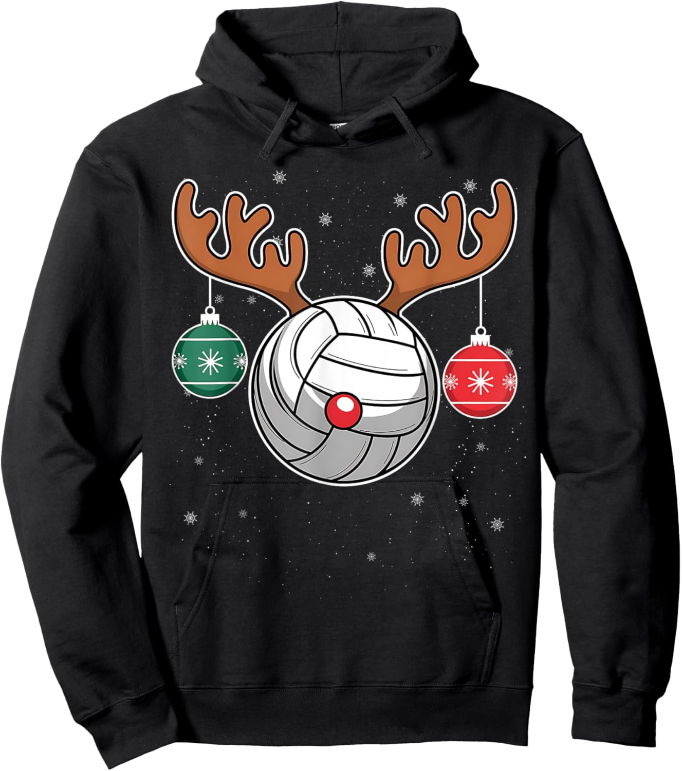 Cute Reindeer Volleyball Women Men Christmas Xmas Reindeer Volleyball Christmas Volleyball Lover Pajama Xmas Hoodie - Hoodie | Black