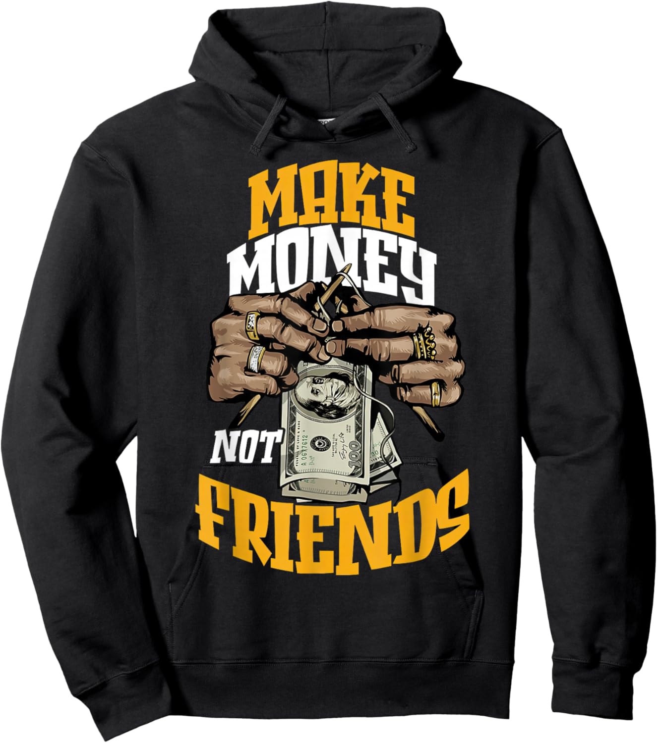 Ochre Yellow Black White Color Match Hoodie - Hoodie | Black