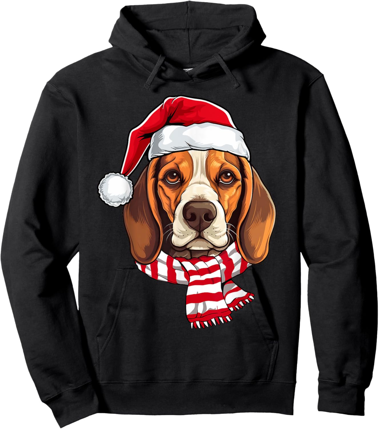 Santa Beagle Christmas Dog Lover Men Women Kids Hoodie - Hoodie | Black
