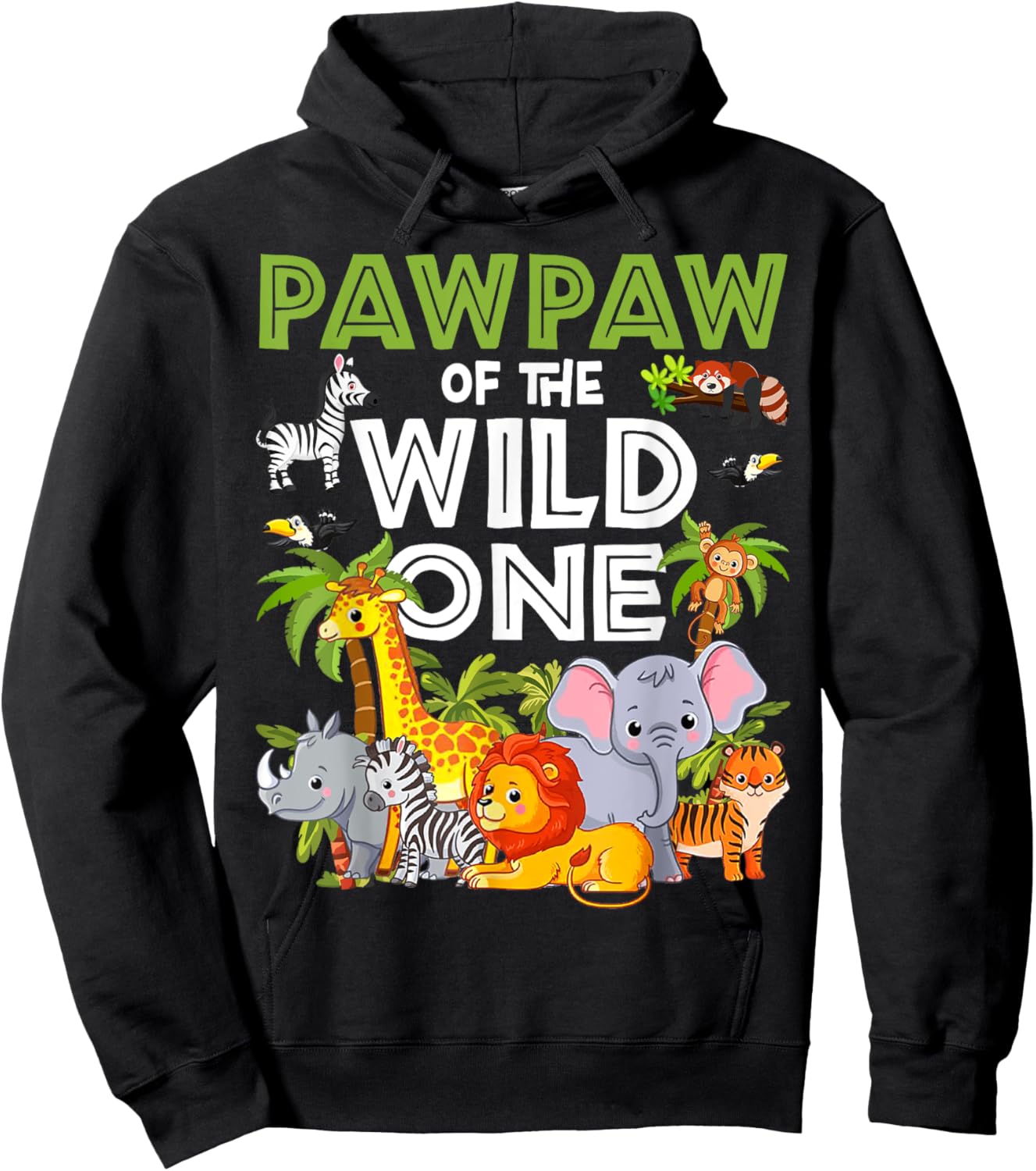 Pawpaw of the Wild One Zoo Birthday Safari Jungle Animal Hoodie - Hoodie | Black