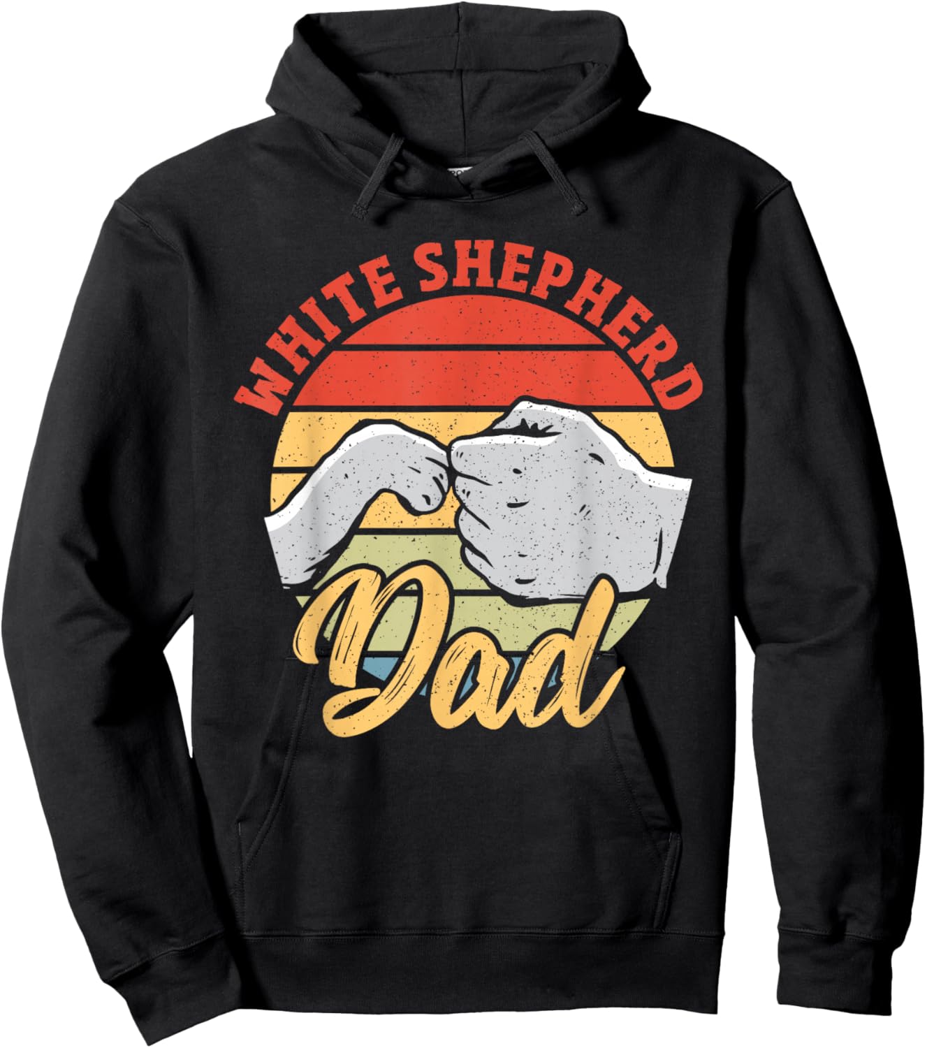 White Shepherd Dad Dog Vintage White German Shepherd Hoodie - Hoodie | Black