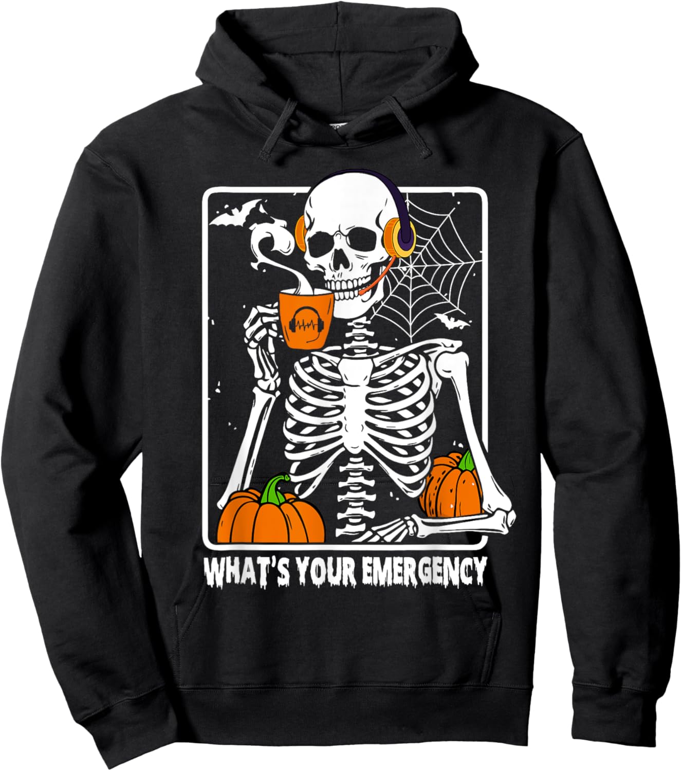 Skeleton Halloween 911 Dispatcher Funny What Your Emergency Hoodie - Hoodie | Black