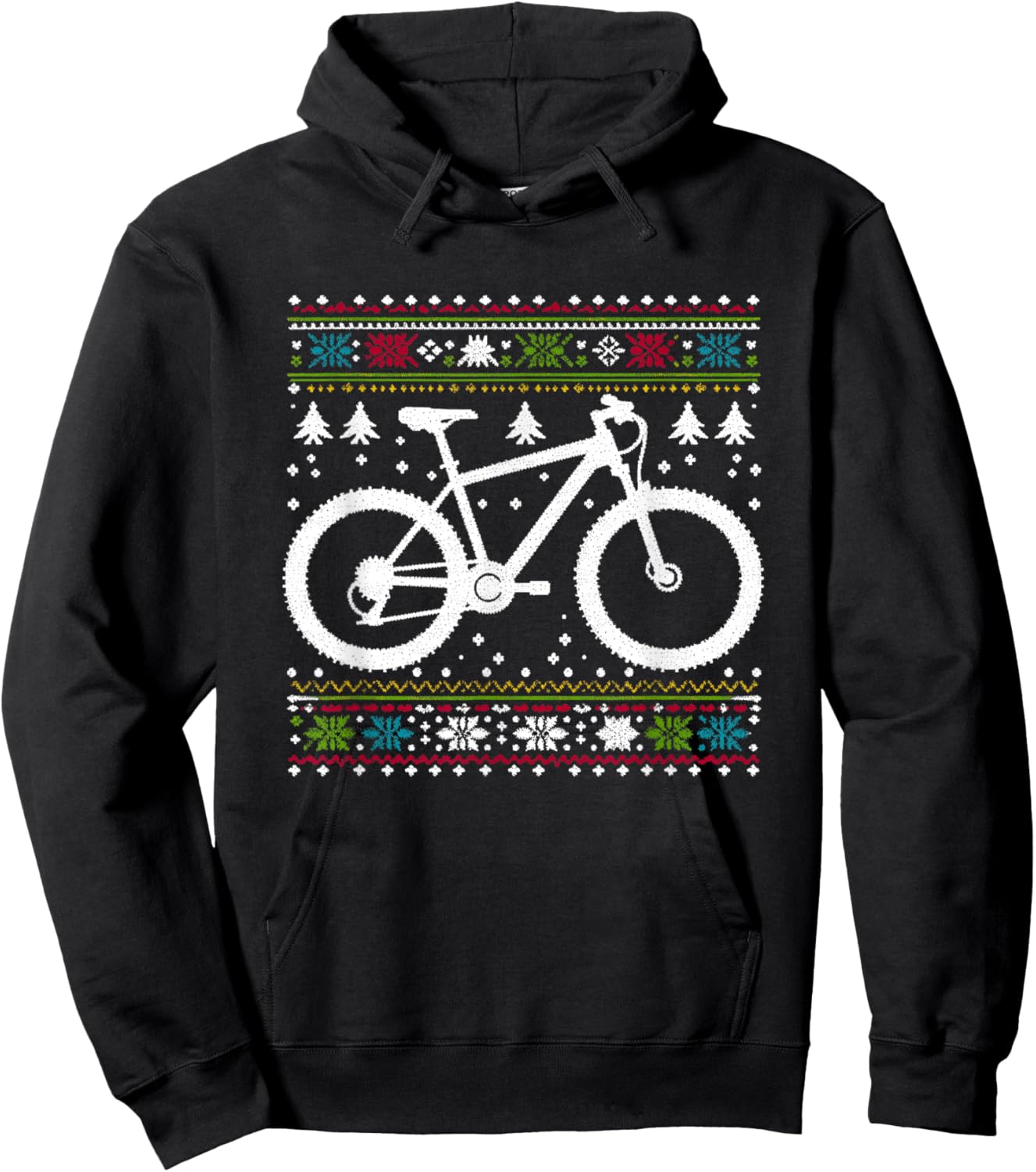 Mountain Bike - Vintage Biking Xmas Ugly Christmas Hoodie - Hoodie | Black