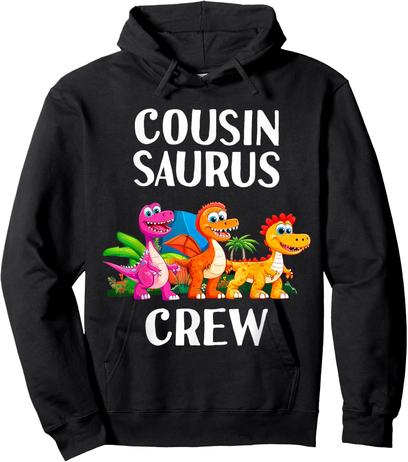 Cousin Crew Saurus Dinosaur Matching Toddlers Kids Dino Hoodie - Hoodie | Black