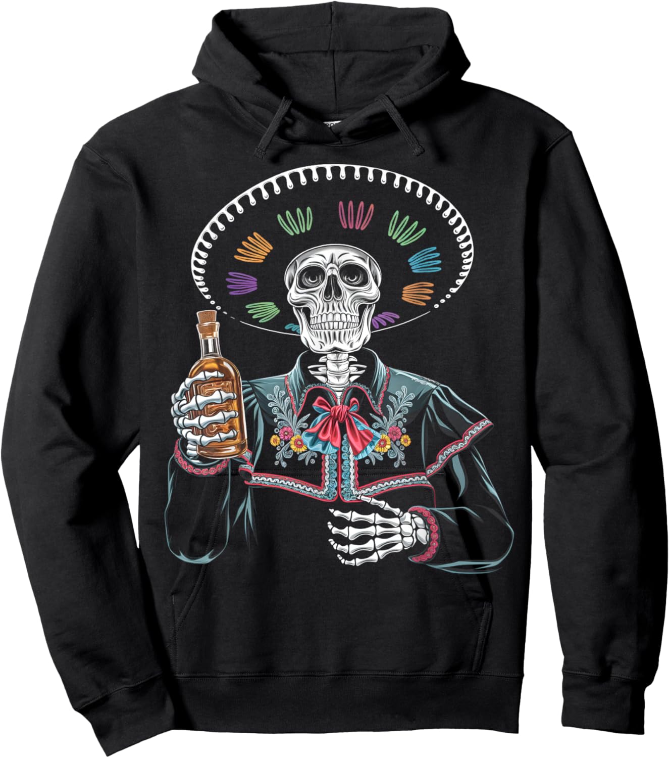 Skeleton Tequila Mexico Dia De Los Muertos Mexican Men Hoodie - Hoodie | Black