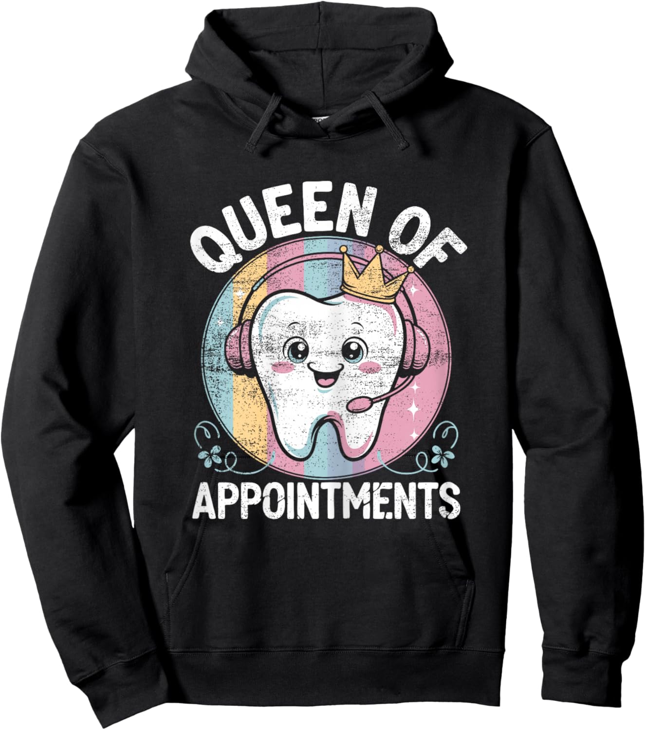 Funny Dental Receptionist Queen Dentist Reception Hoodie - Hoodie | Black