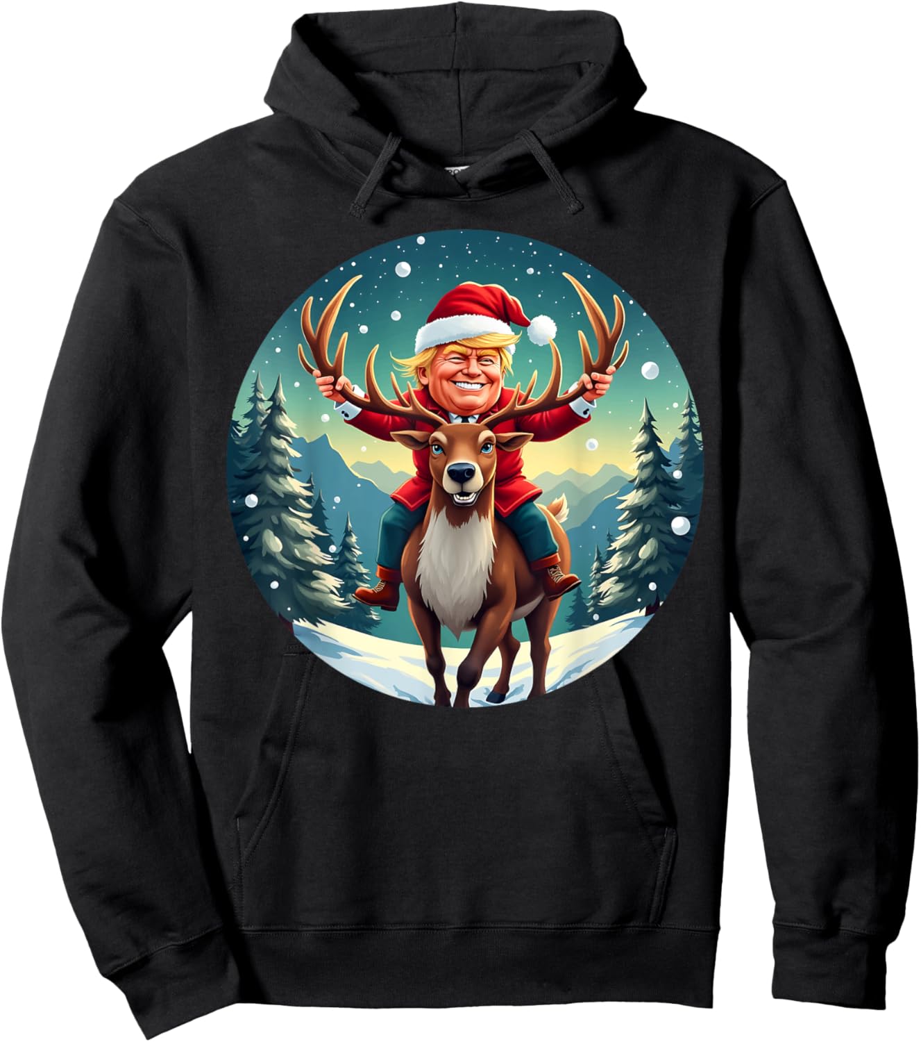 Santa Trump Xmas Donald Apparel Funny Christmas Pajamas Hoodie - Hoodie | Black