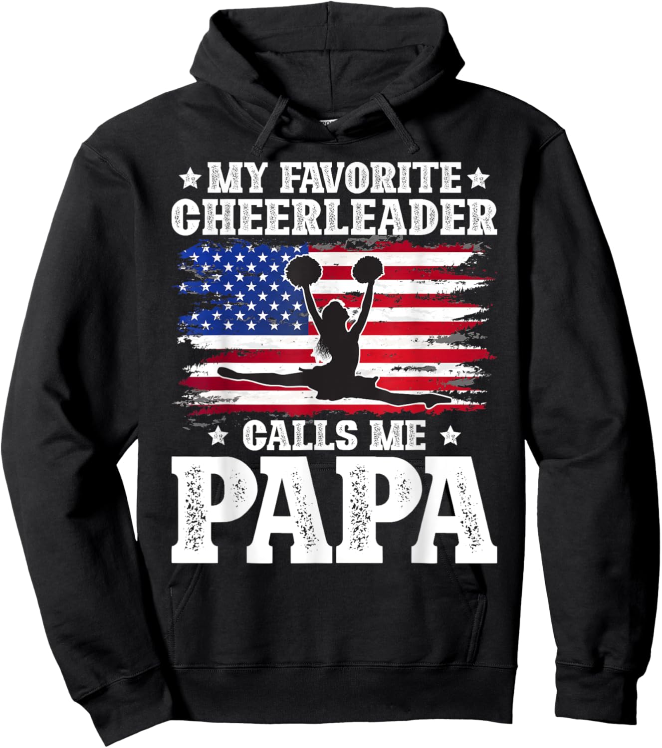Proud Cheer Papa Grandpa Papa Of A Cheerleader Papa Hoodie - Hoodie | Black
