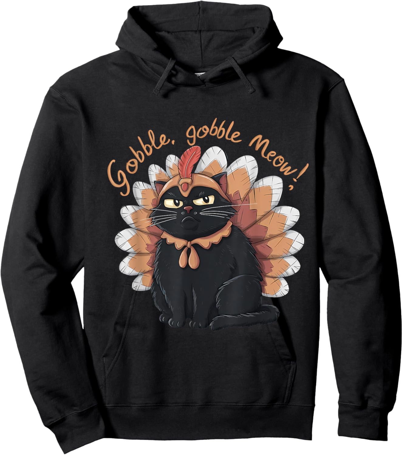 Celebrate Thanksgiving Funny Cat Dressed as Turkey Lovers Hoodie - Hoodie | Black